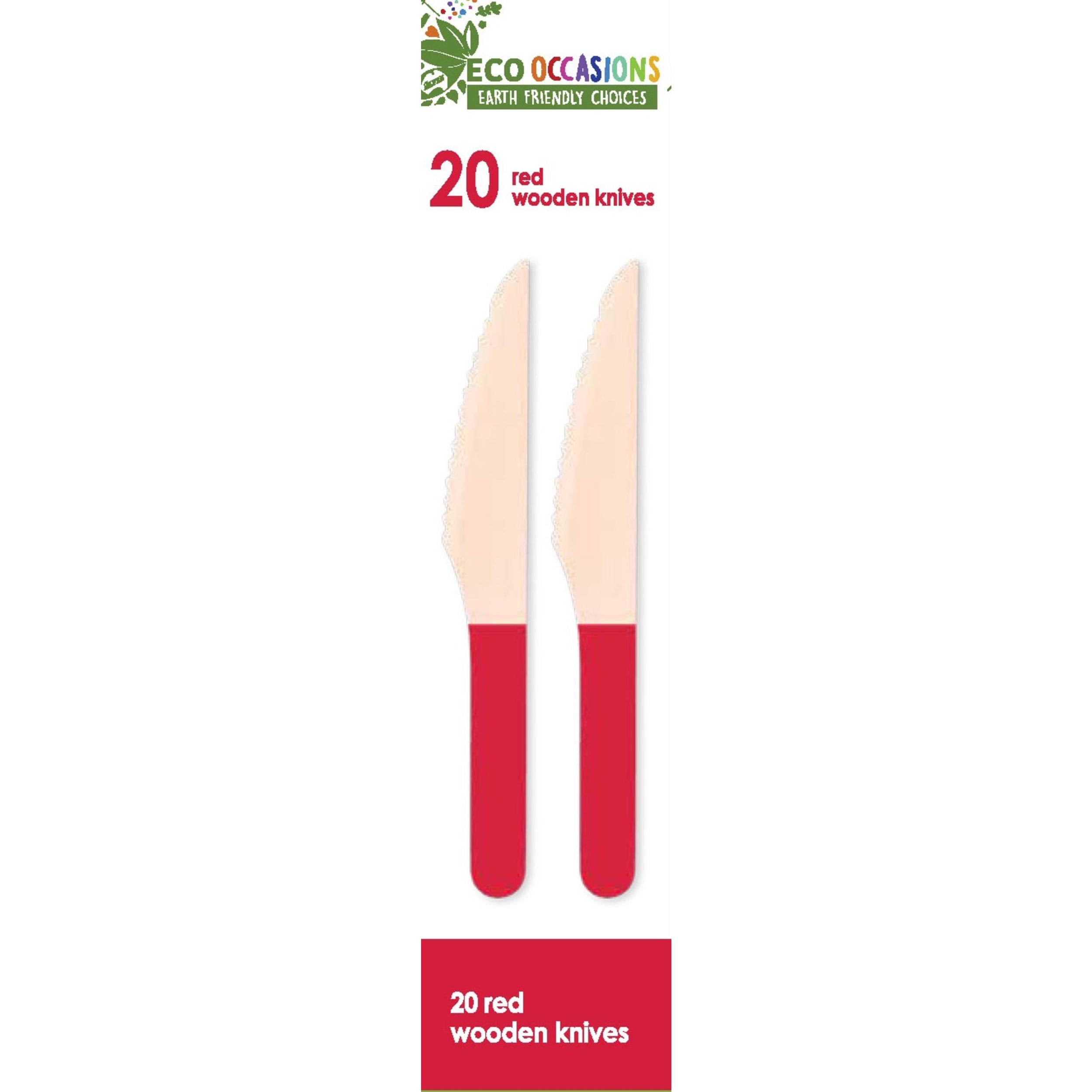Eco Collection Wooden Knives Red (20 Pack)