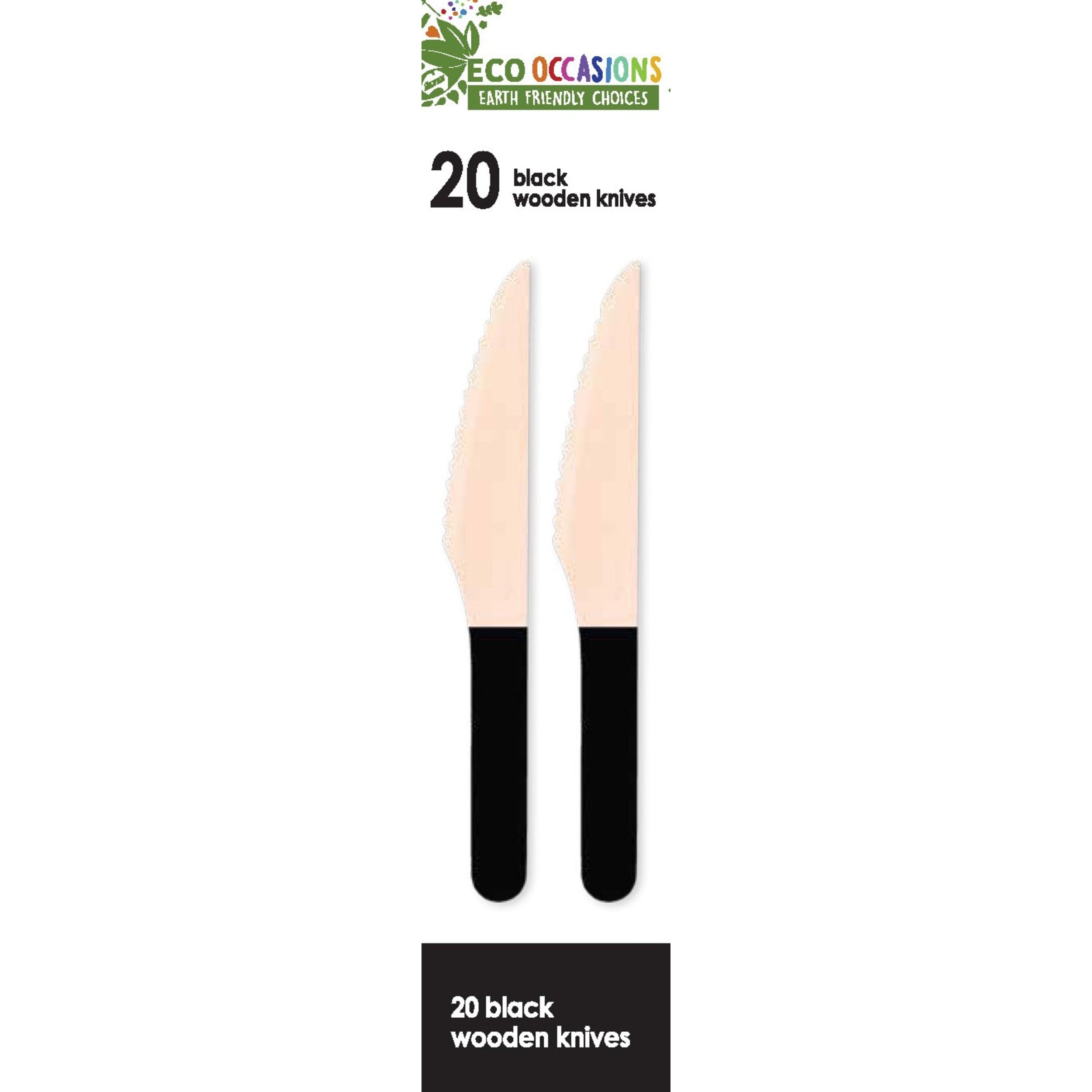 Eco Collection Wooden Knives Black (20 Pack)