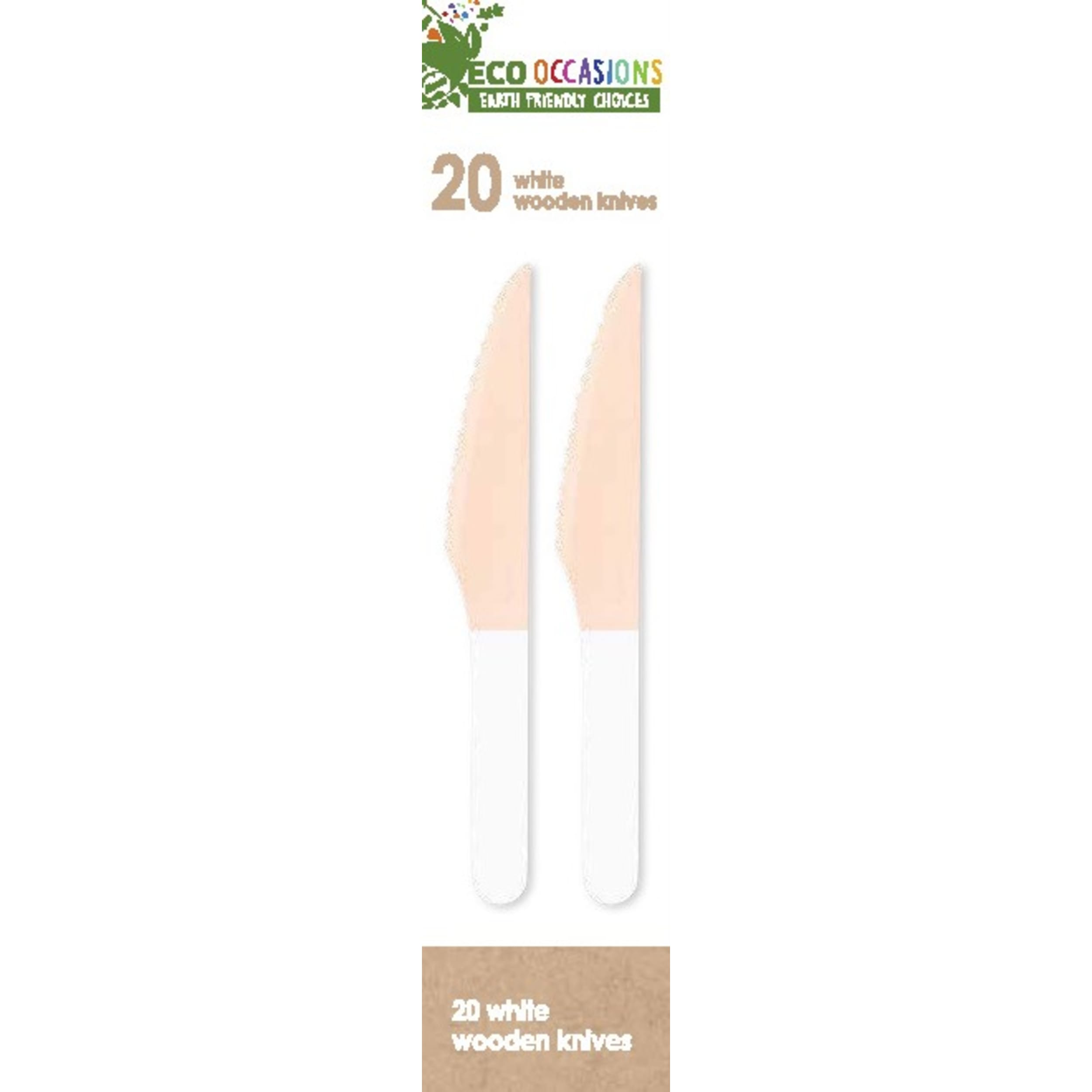 Eco Collection Wooden Knives White (20 Pack)