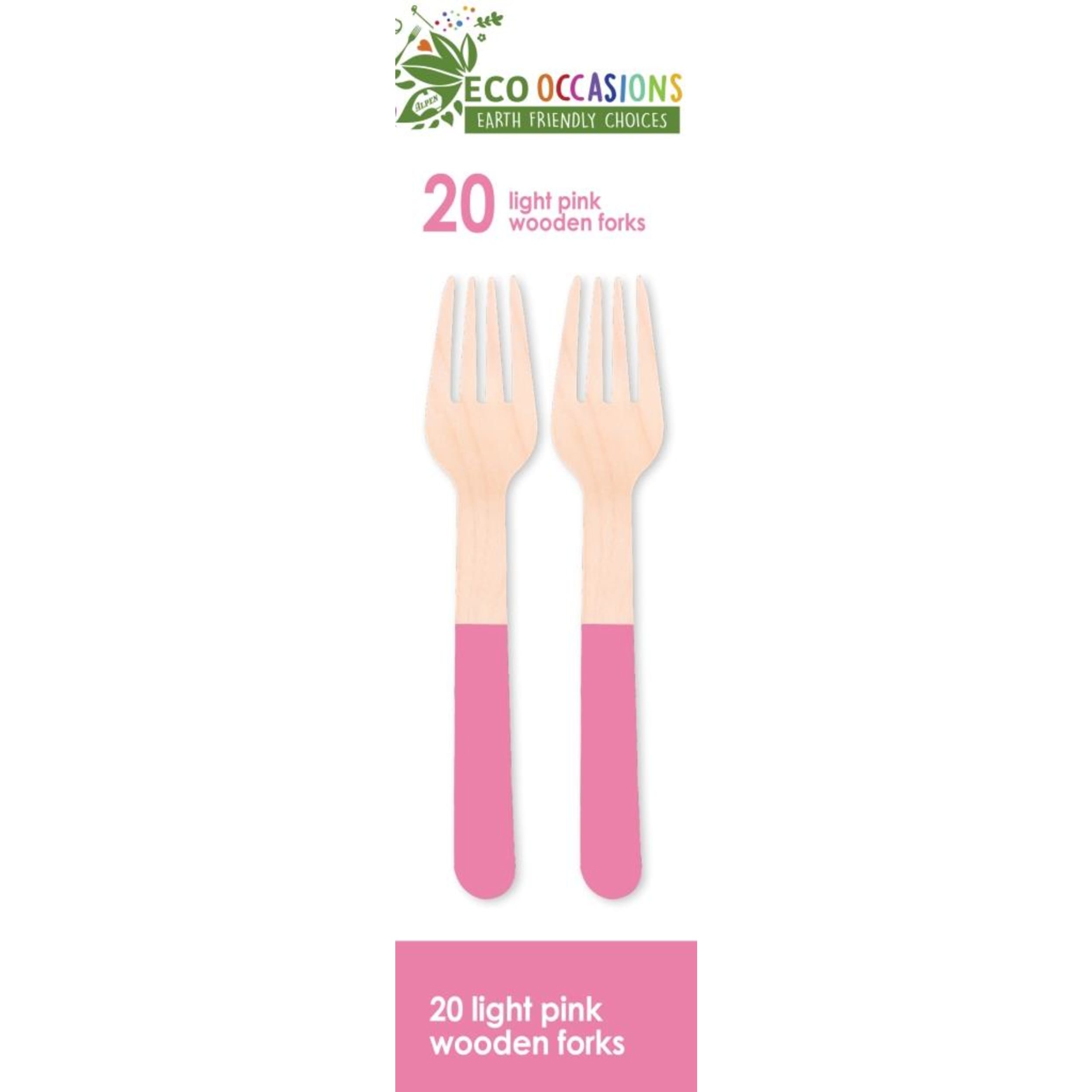 Eco Collection Wooden Forks Pastel Pink (20 Pack)