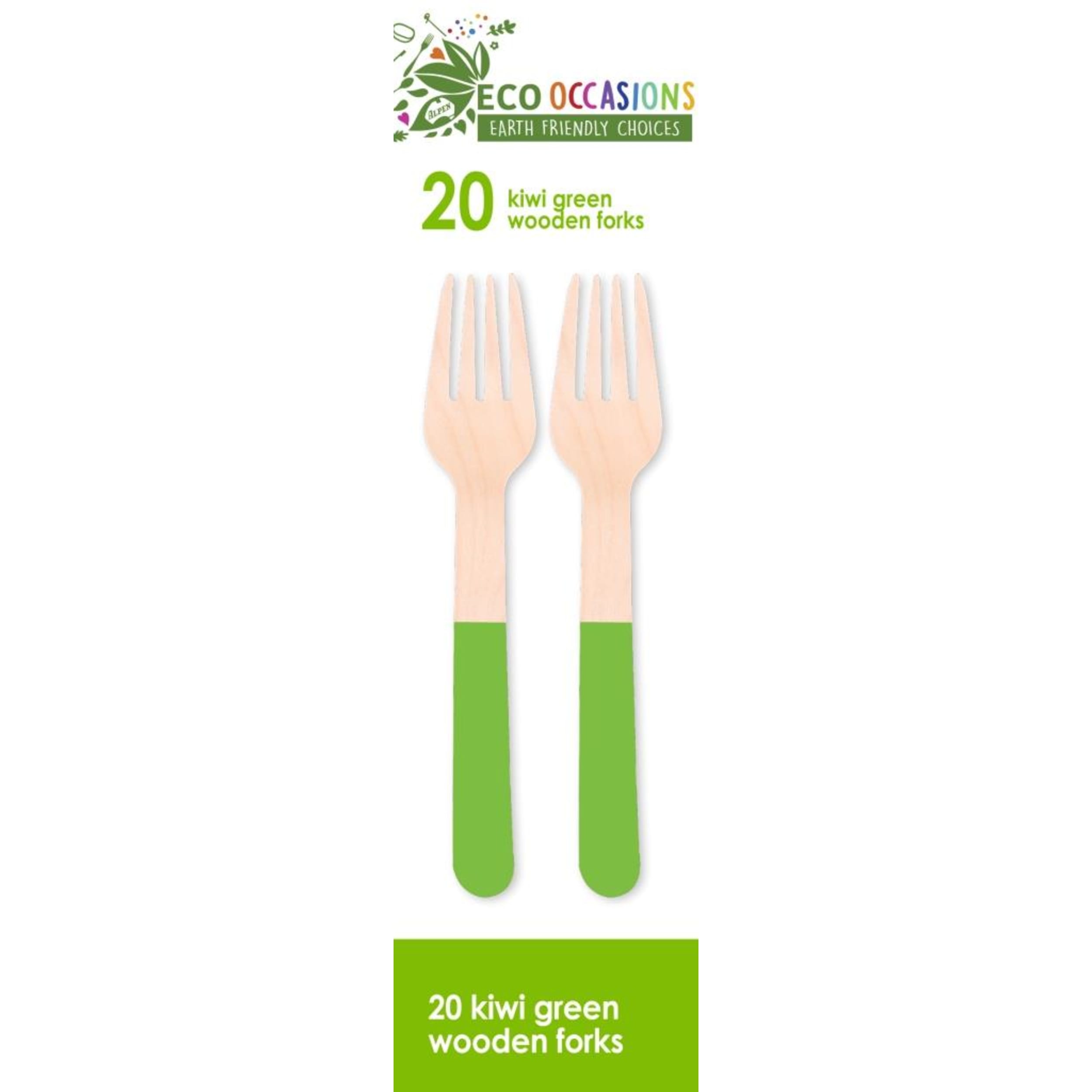 Eco Collection Wooden Forks Kiwi (20 Pack)