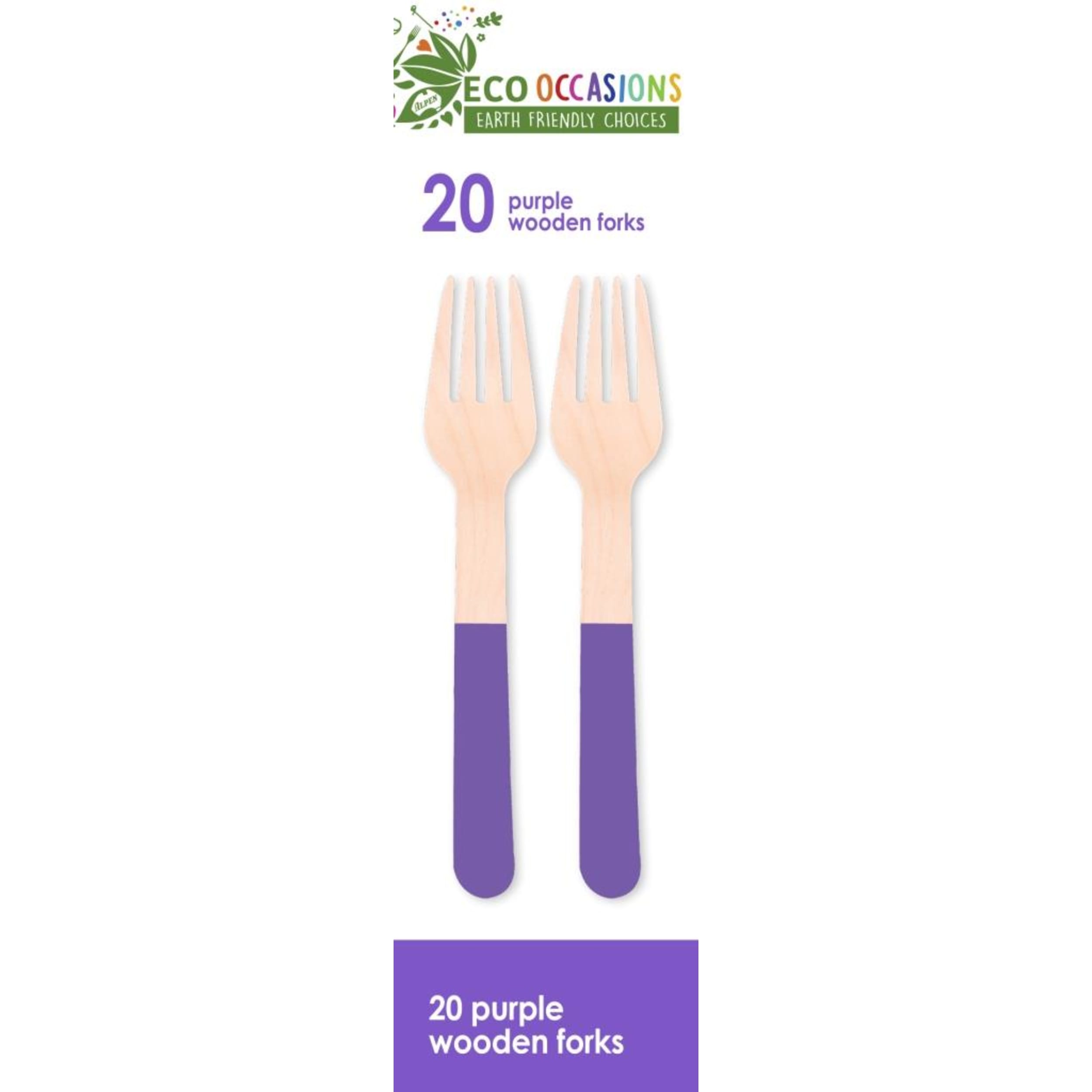 Eco Collection Wooden Forks Purple (20 Pack)