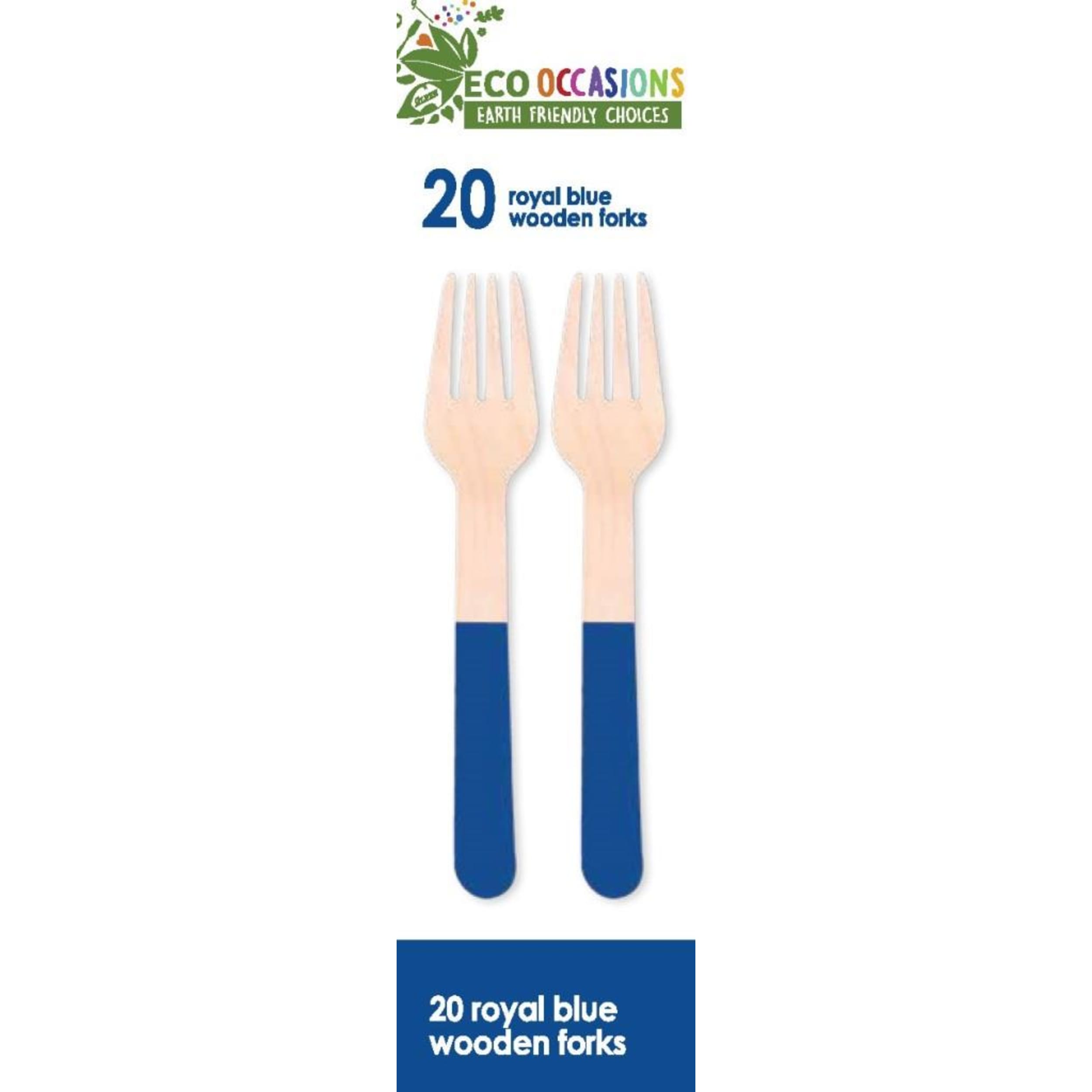 Eco Collection Wooden Forks Royal Blue (20 Pack)