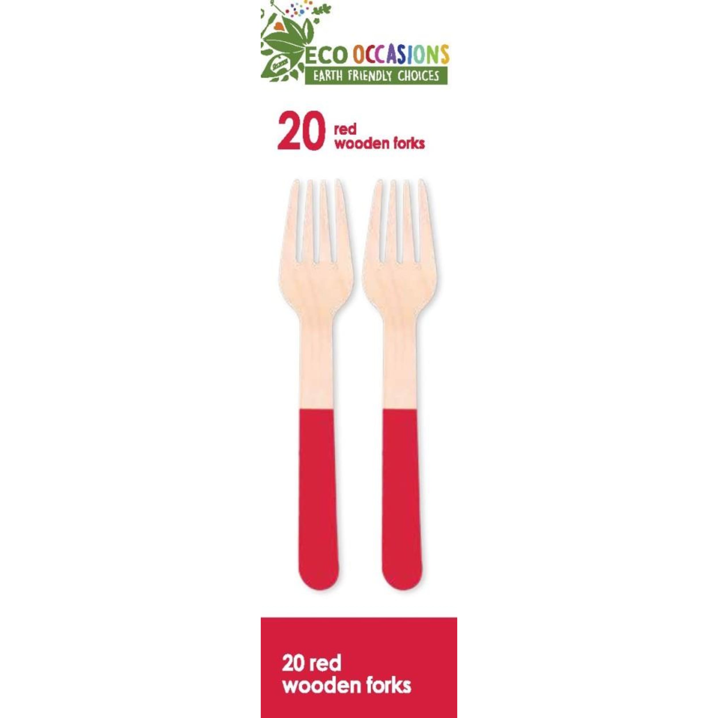 Eco Collection Wooden Forks Red (20 Pack)