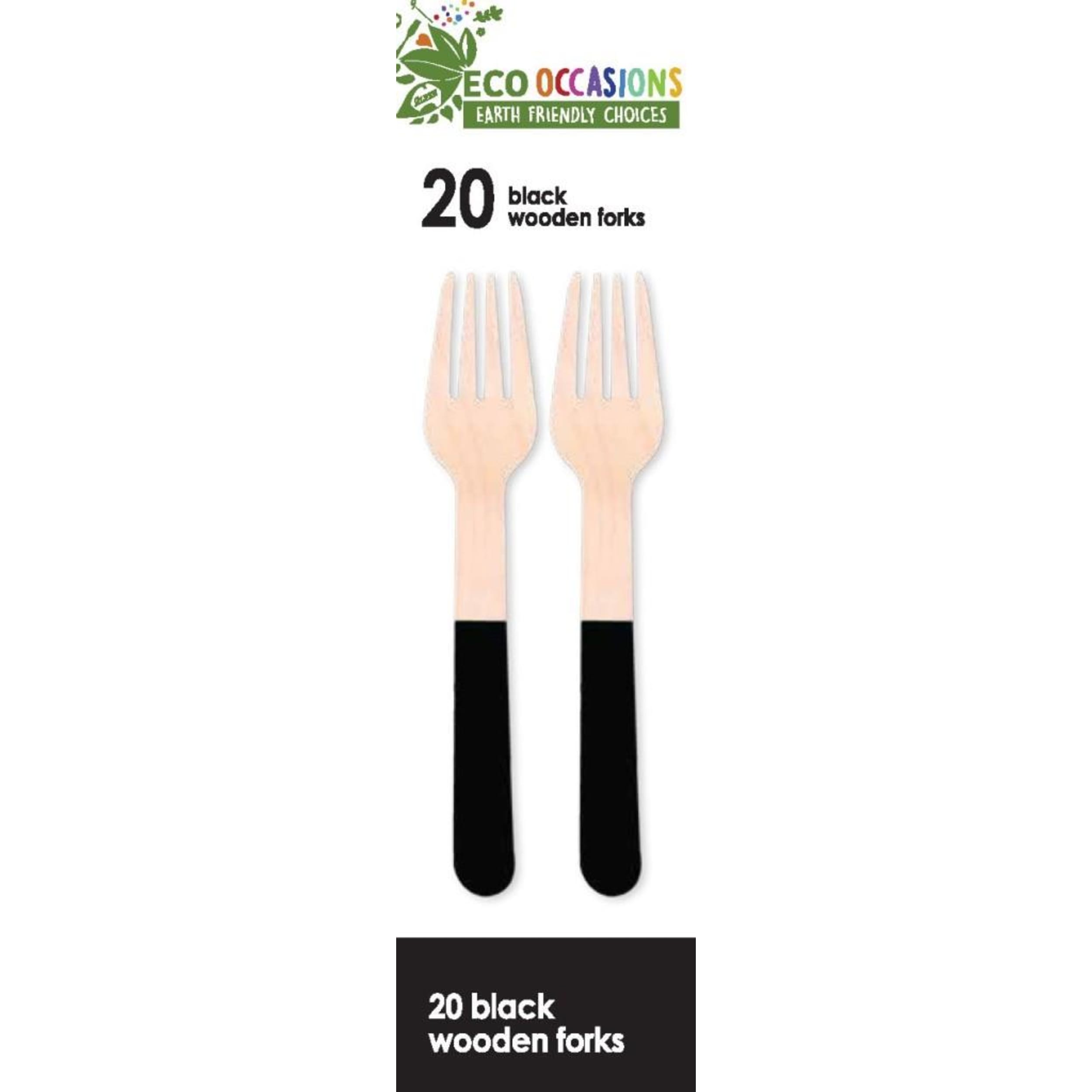 Eco Collection Wooden Forks Black (20 Pack)