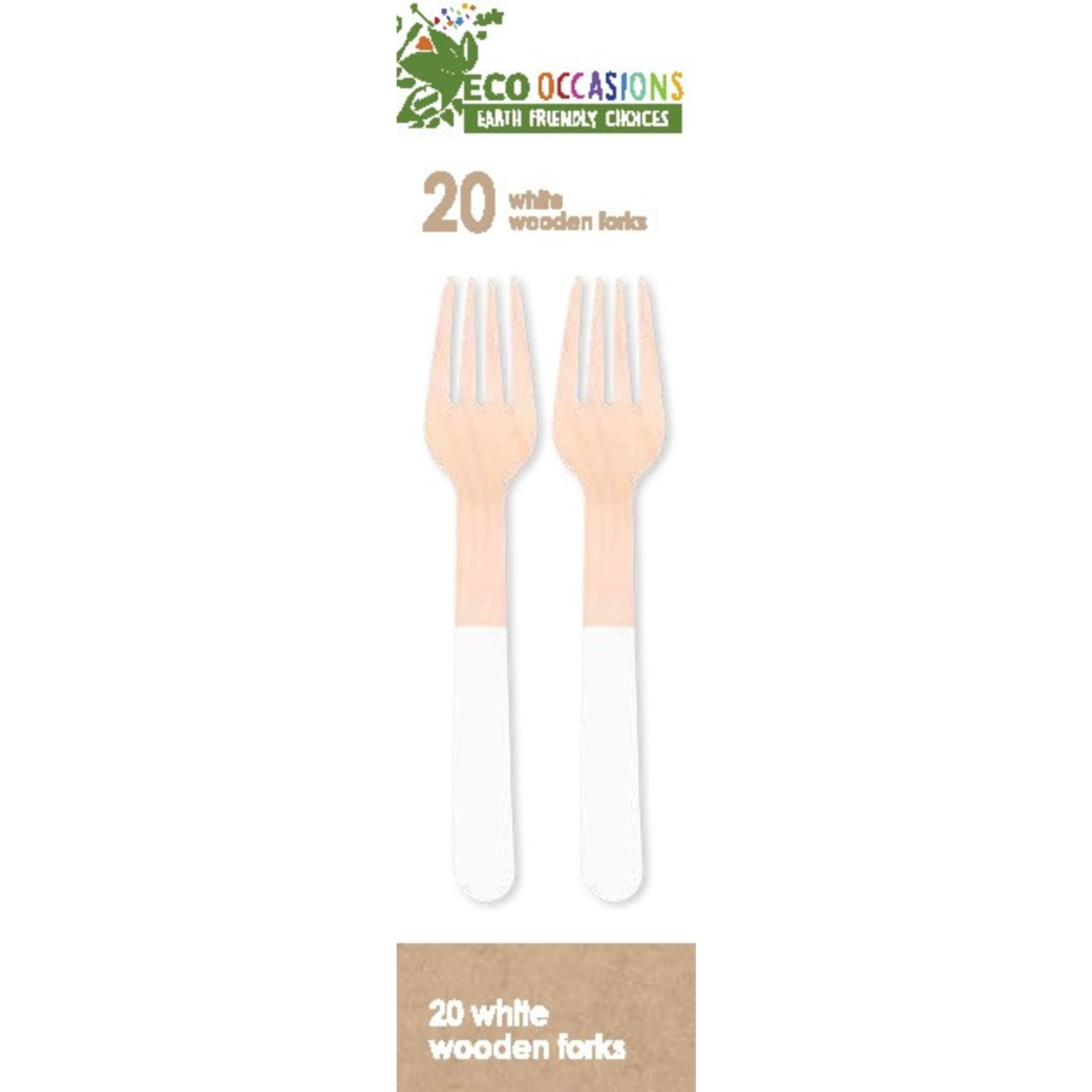 Eco Collection Wooden Forks White (20 Pack)