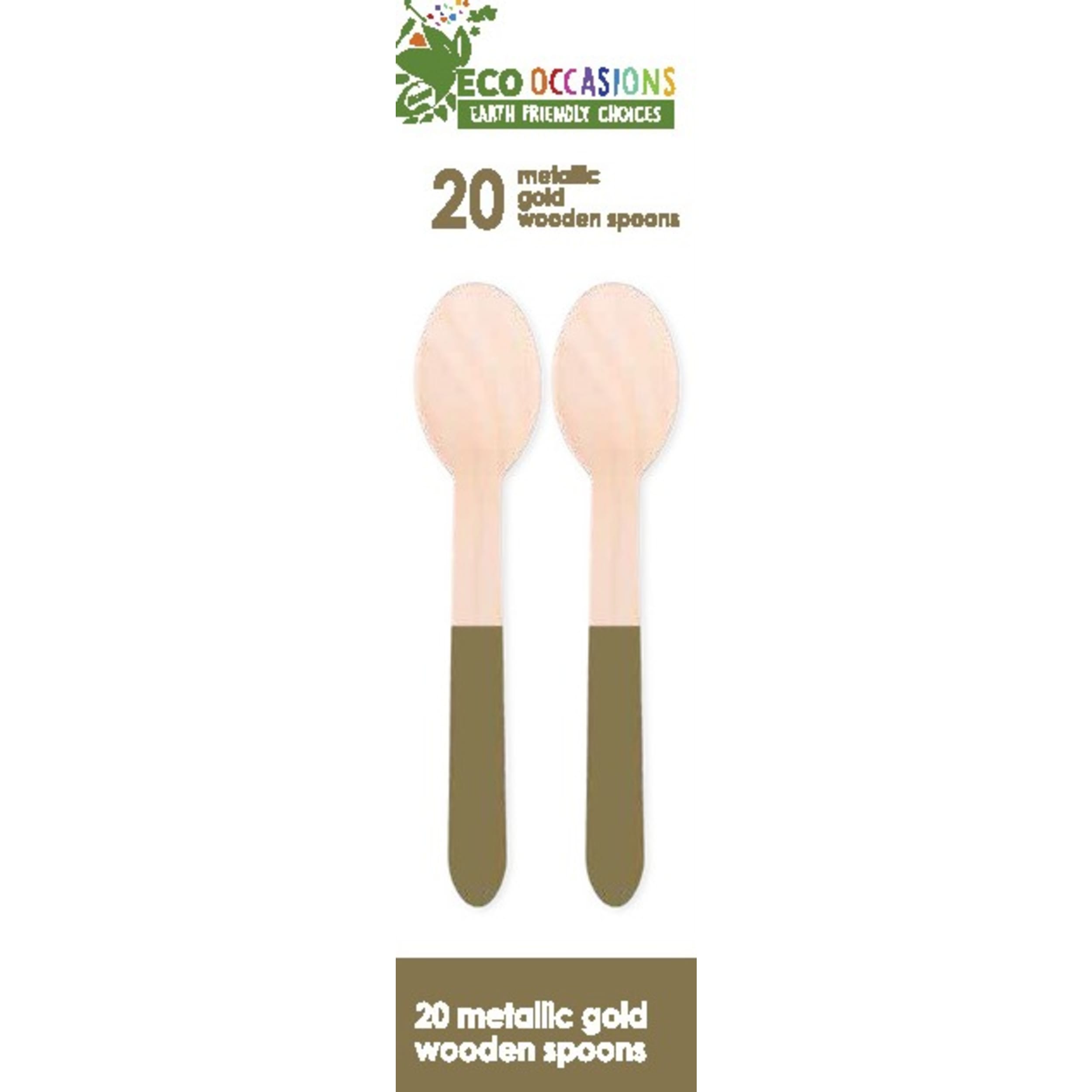 Eco Collection Wooden Spoons Metallic Gold (20 Pack)