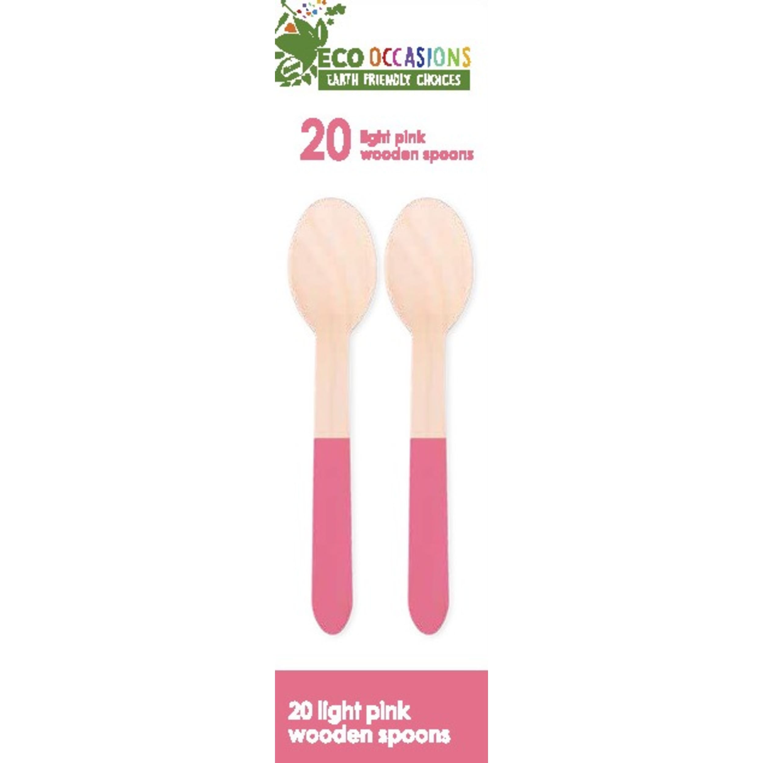 Eco Collection Wooden Spoons Pastel Pink (20 Pack)