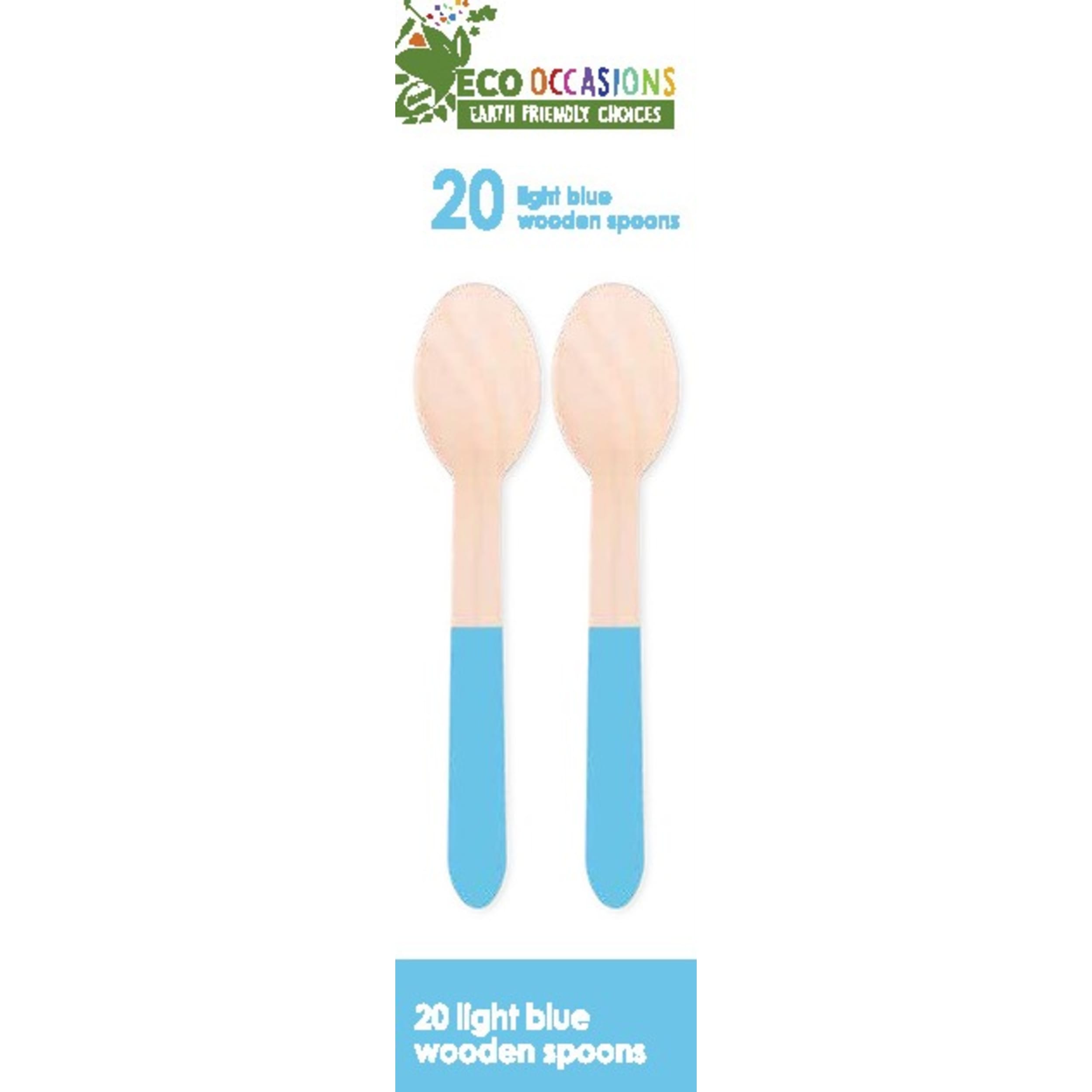 Eco Collection Wooden Spoons Pastel Blue (20 Pack)