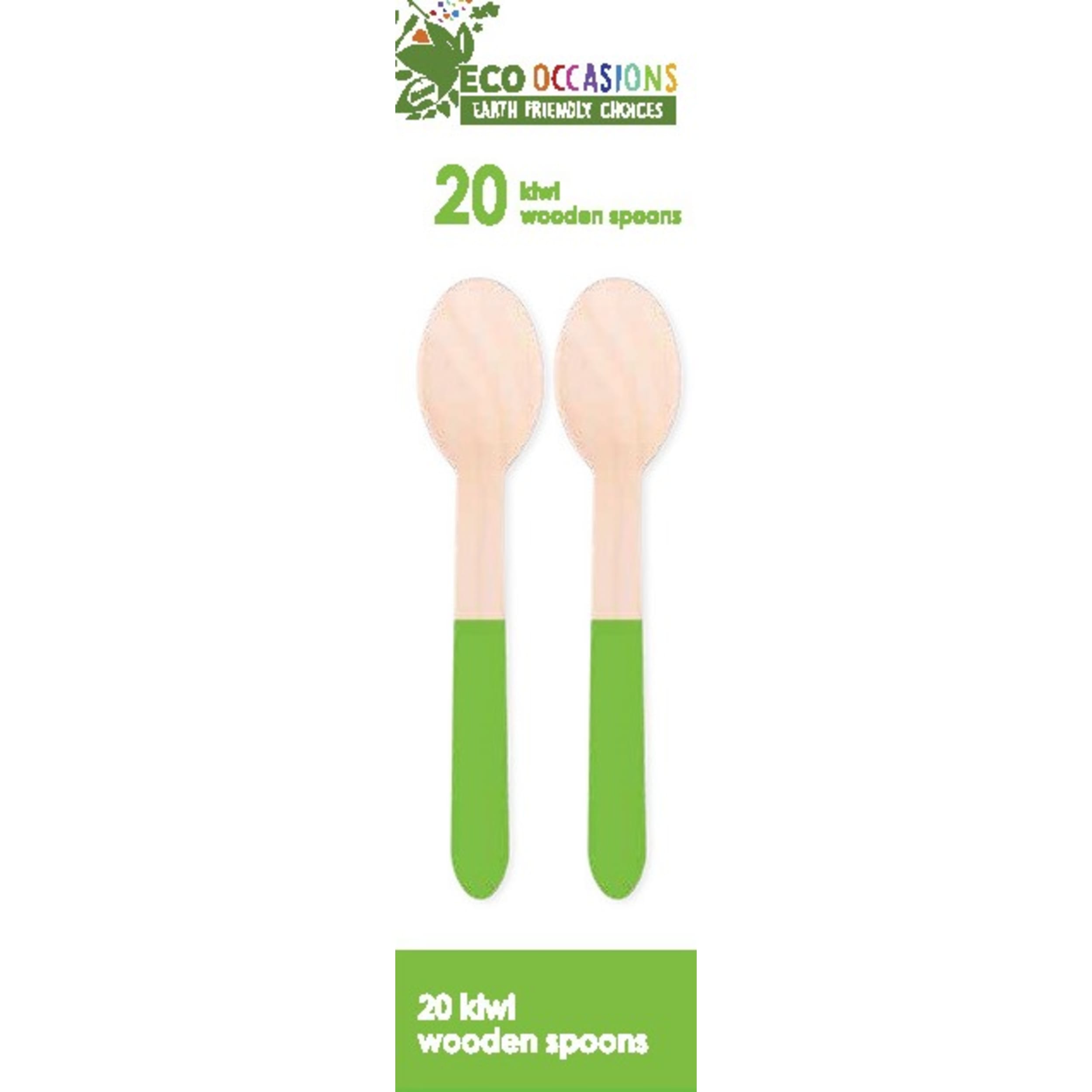 Eco Collection Wooden Spoons Kiwi (20 Pack)