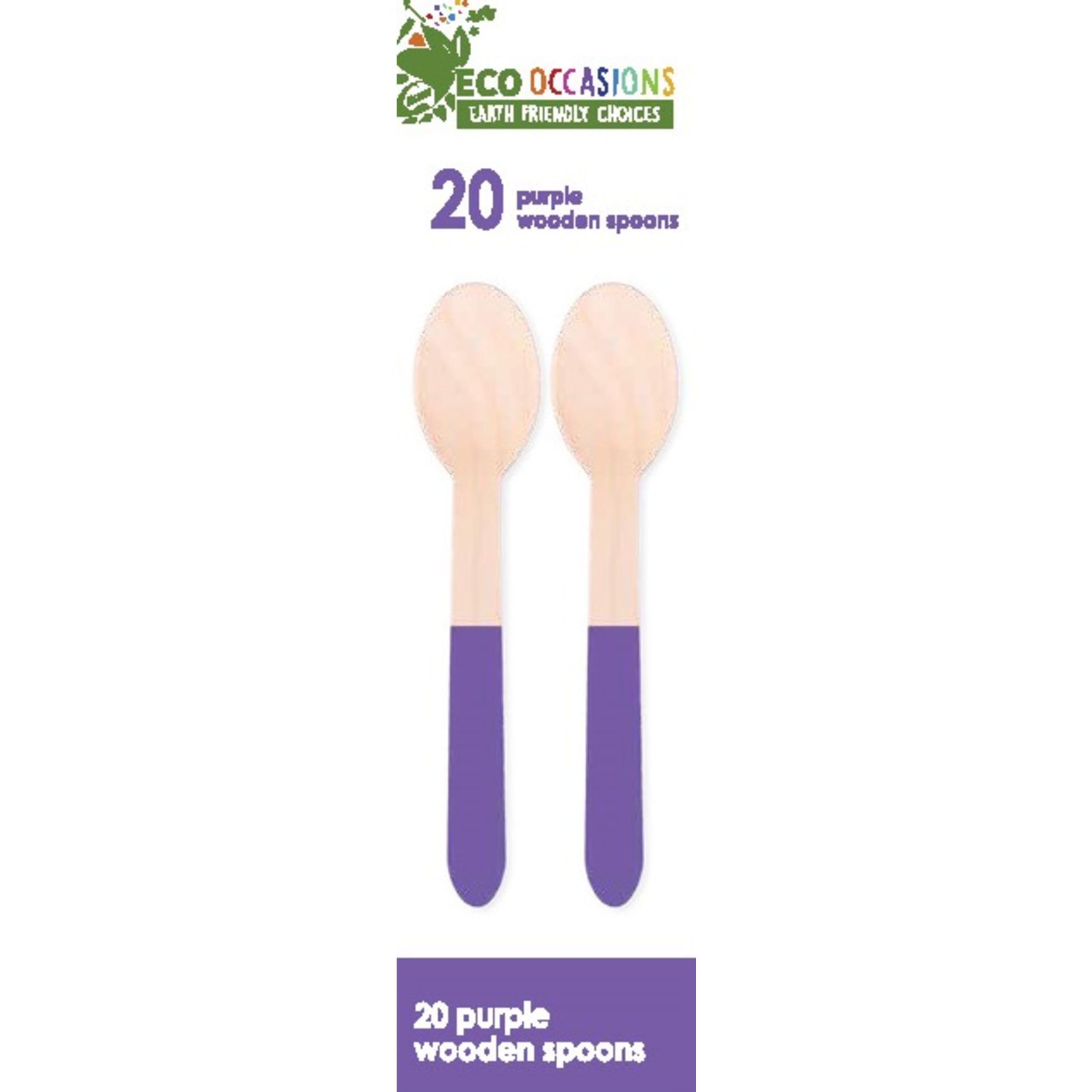 Eco Collection Wooden Spoons Purple (20 Pack)