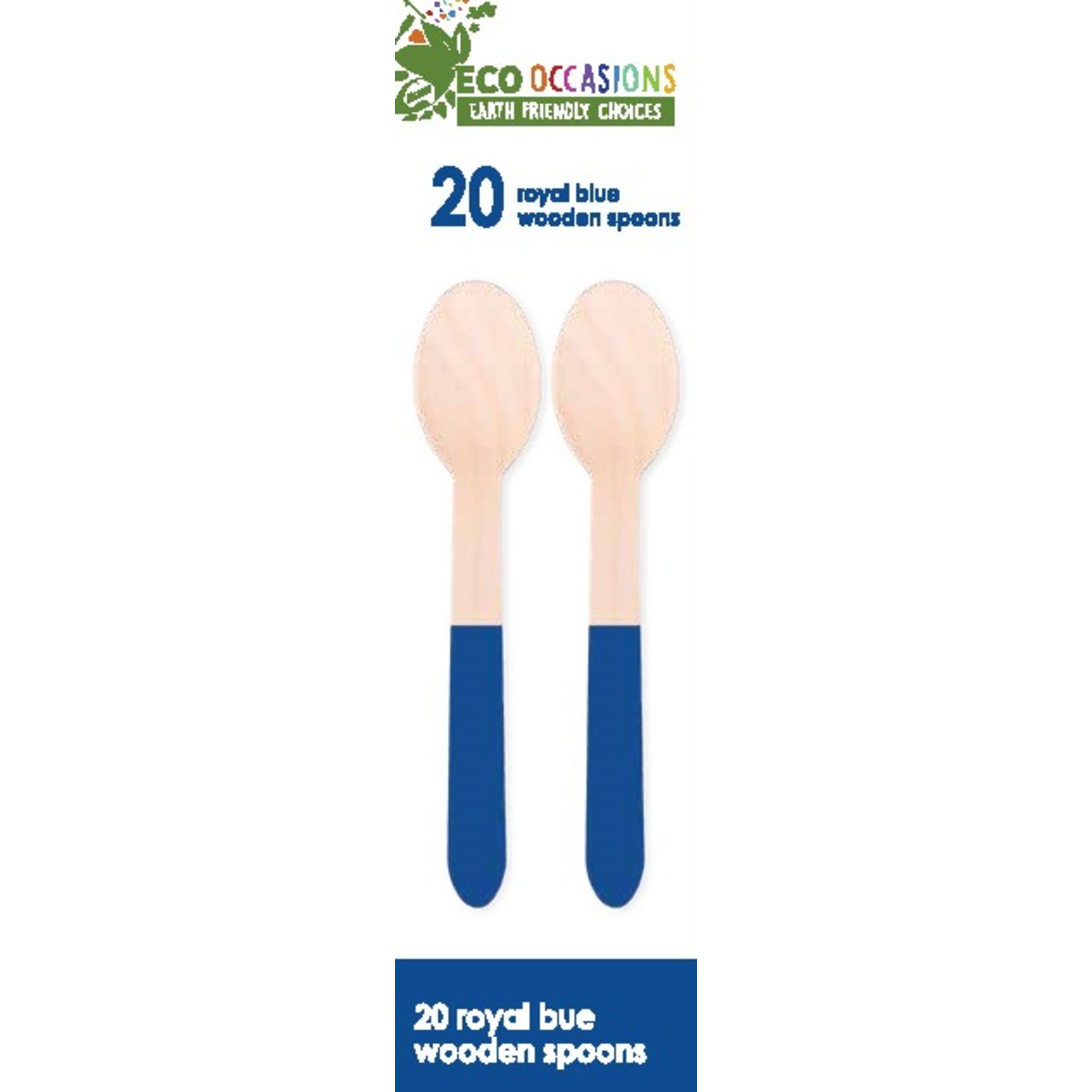 Eco Collection Wooden Spoons Royal Blue (20 Pack)