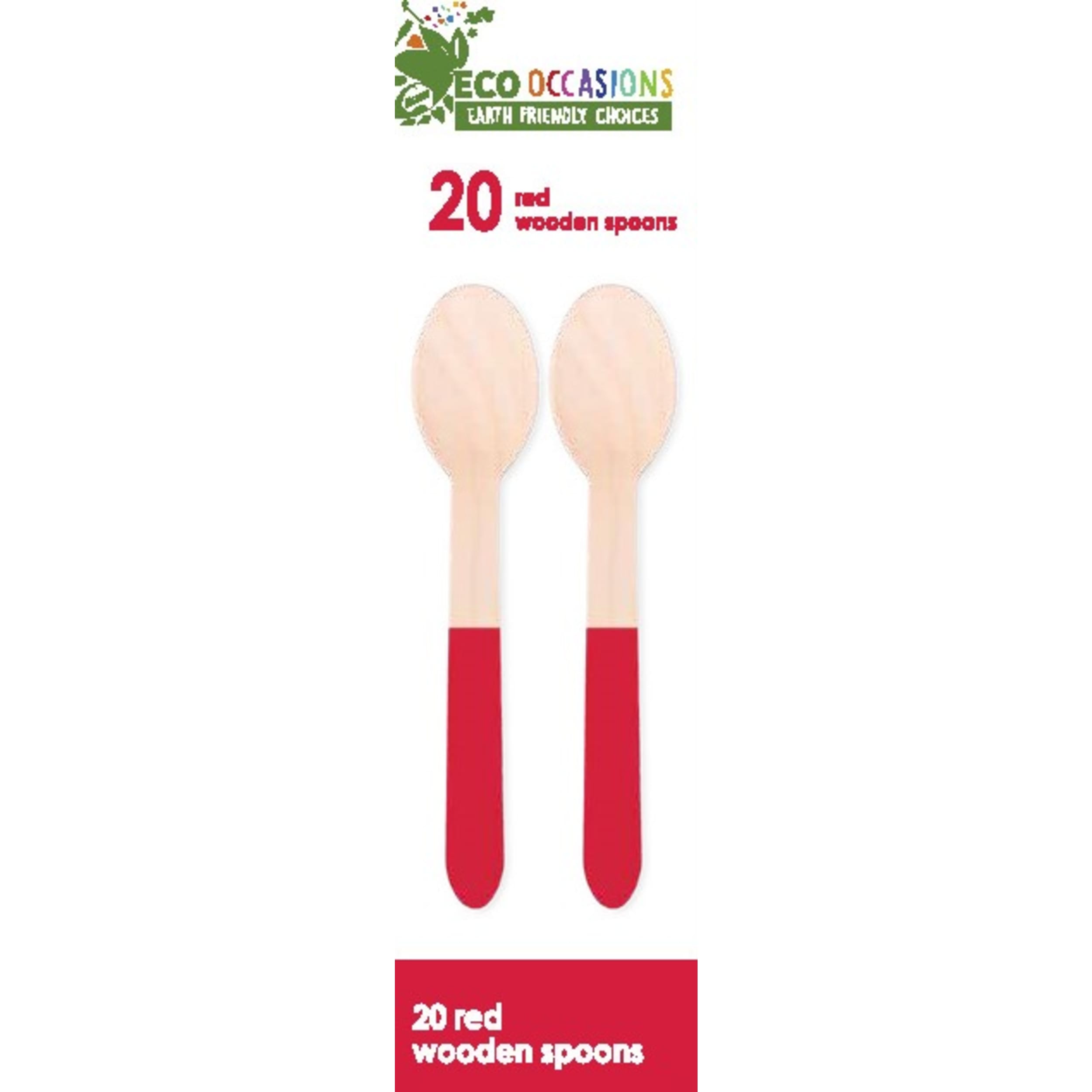 Eco Collection Wooden Spoons Red (20 Pack)