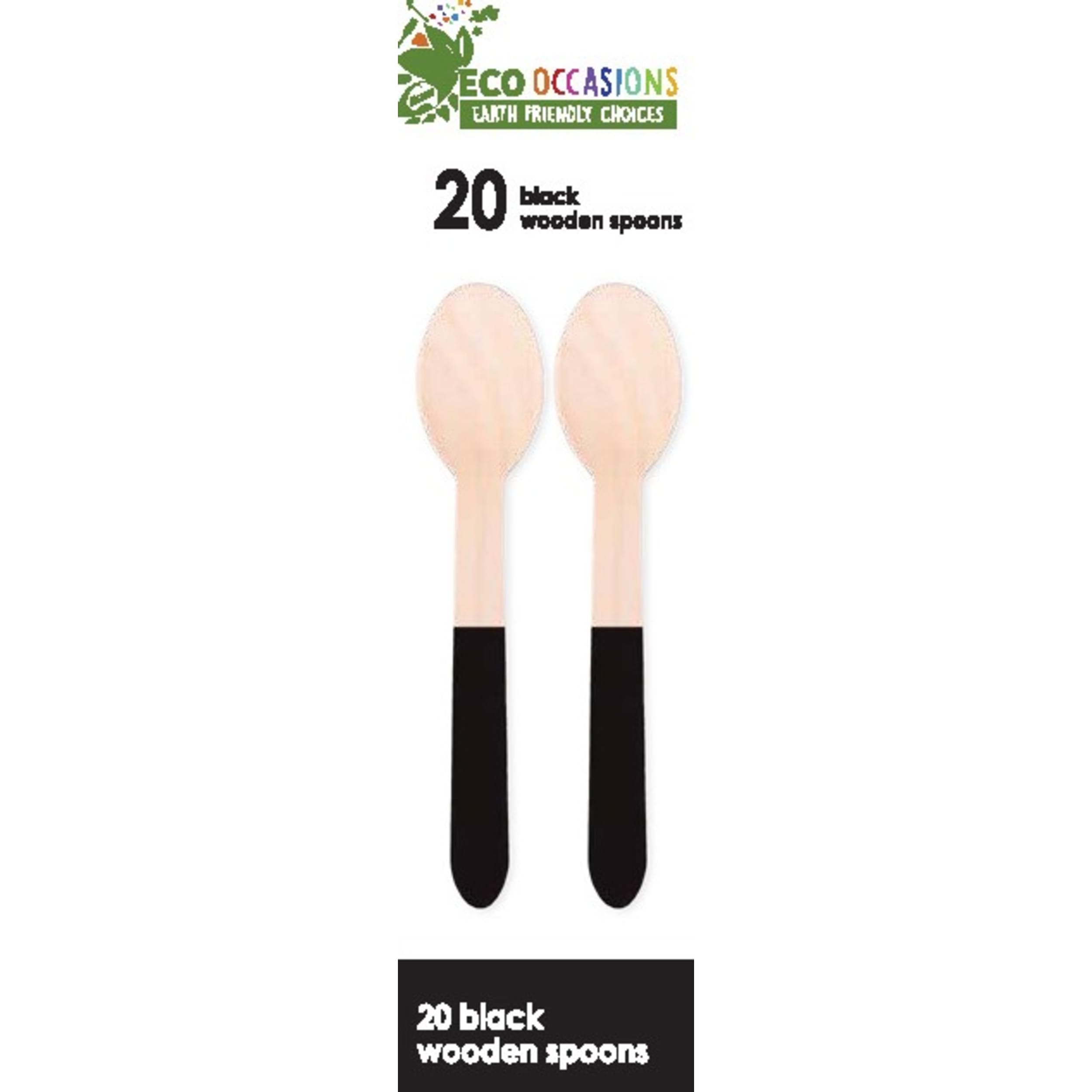 Eco Collection Wooden Spoons Black (20 Pack)