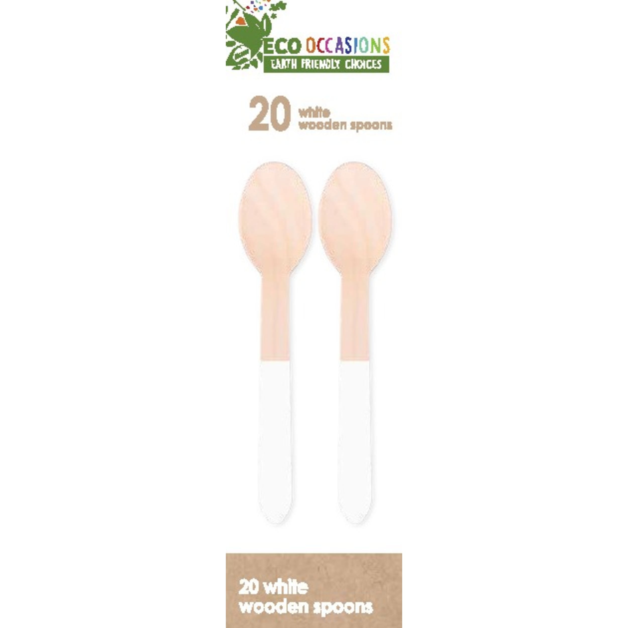 Eco Collection Wooden Spoons White (20 Pack)