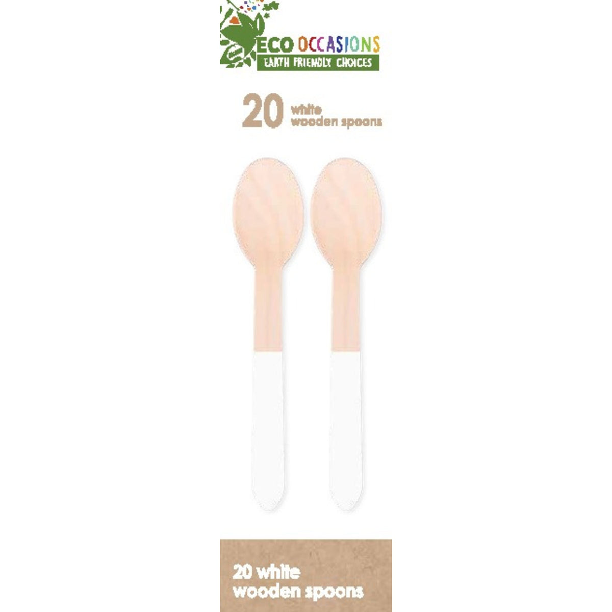 Eco Collection Wooden Spoons White (20 Pack)