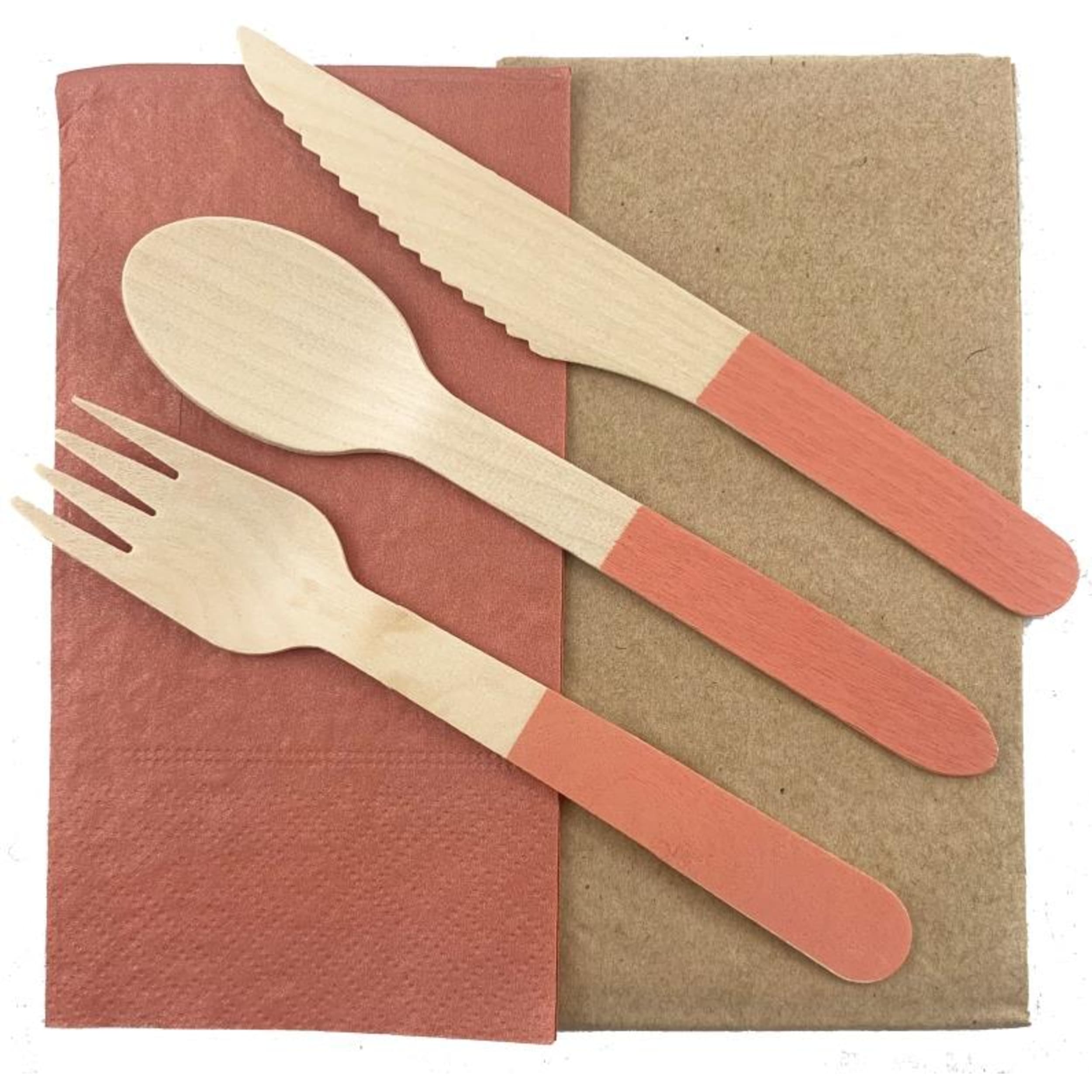 Eco Collection Wooden Cutlery Sets Rose Gold (30 Pack)