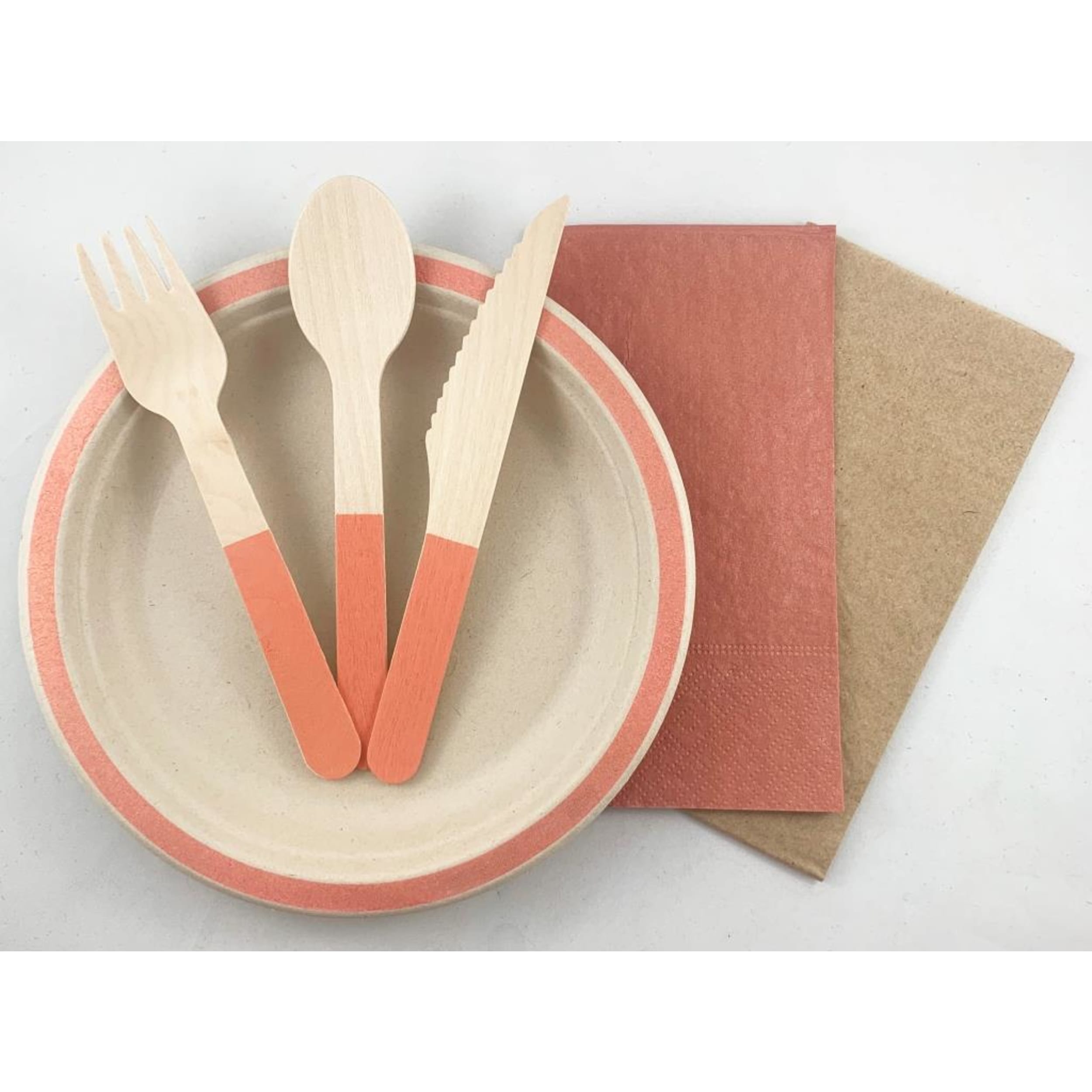 Eco Collection Wooden Cutlery Sets Rose Gold (30 Pack)