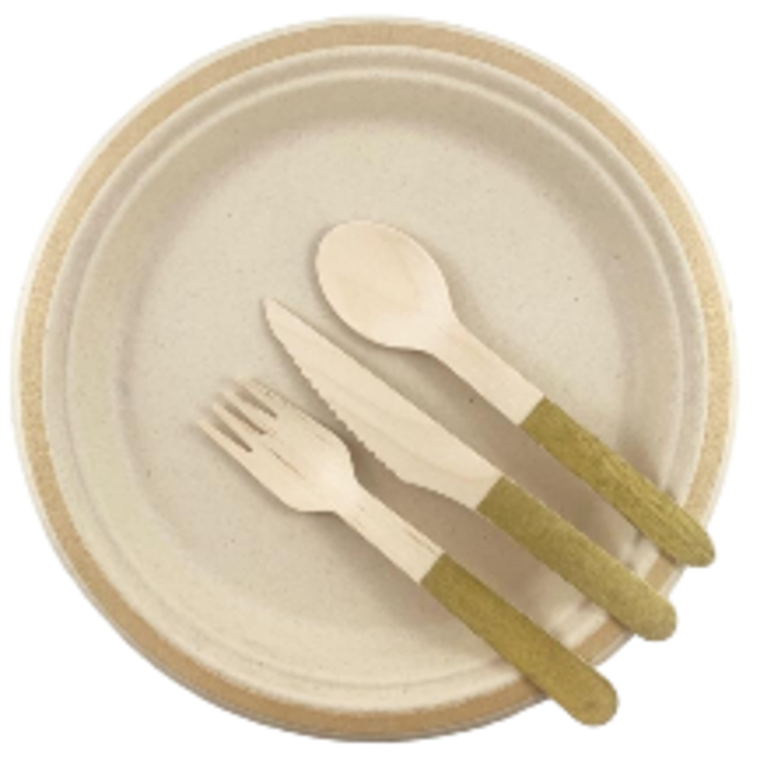 Eco Collection Sugarcane Lunch Plates 180mm Gold (10 Pack)