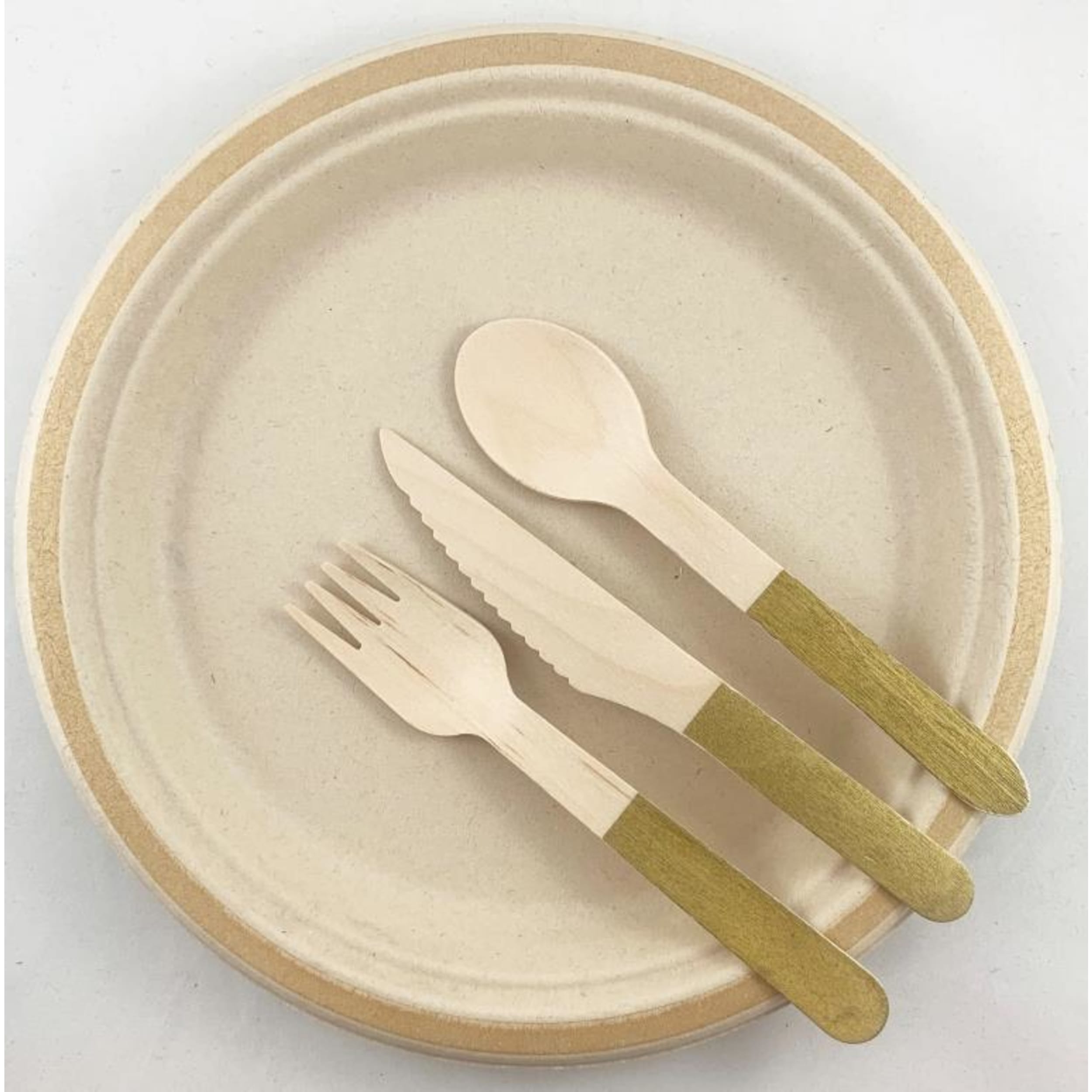 Eco Collection Wooden Cutlery Sets Gold (30 Pack)