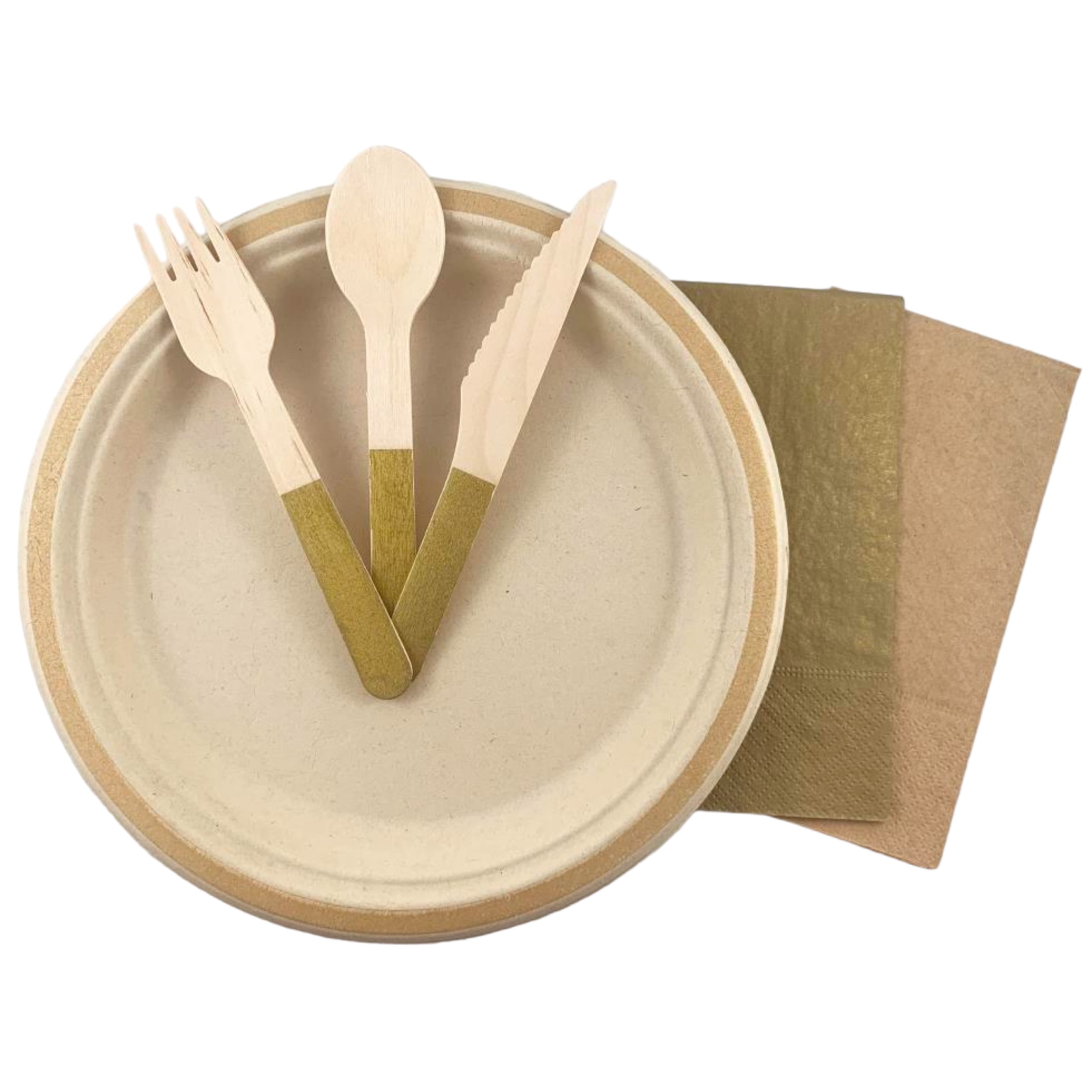 Eco Collection Sugarcane Lunch Plates 180mm Gold (10 Pack)