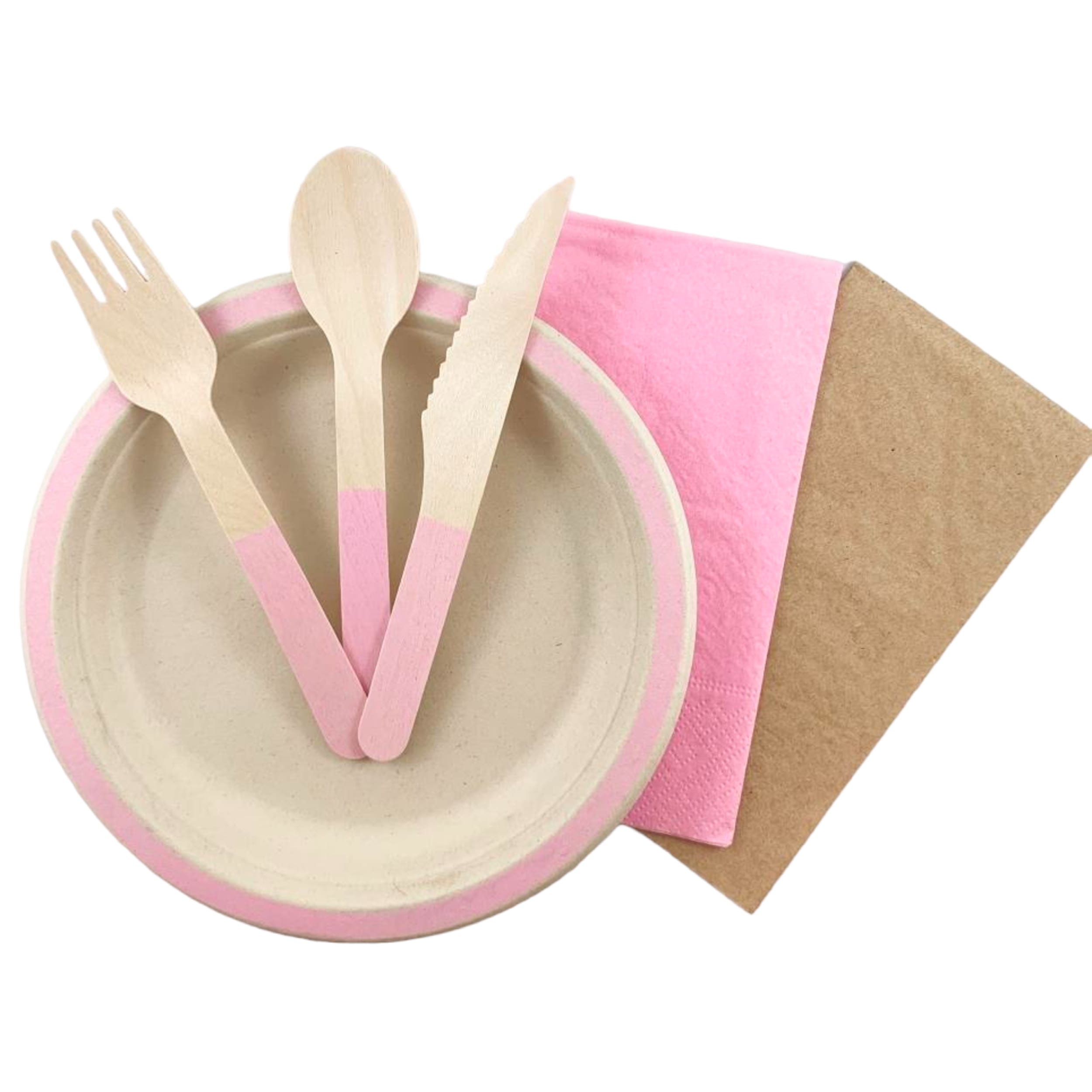 Eco Collection Sugarcane Lunch Plates 180mm Light Pink (10 Pack)