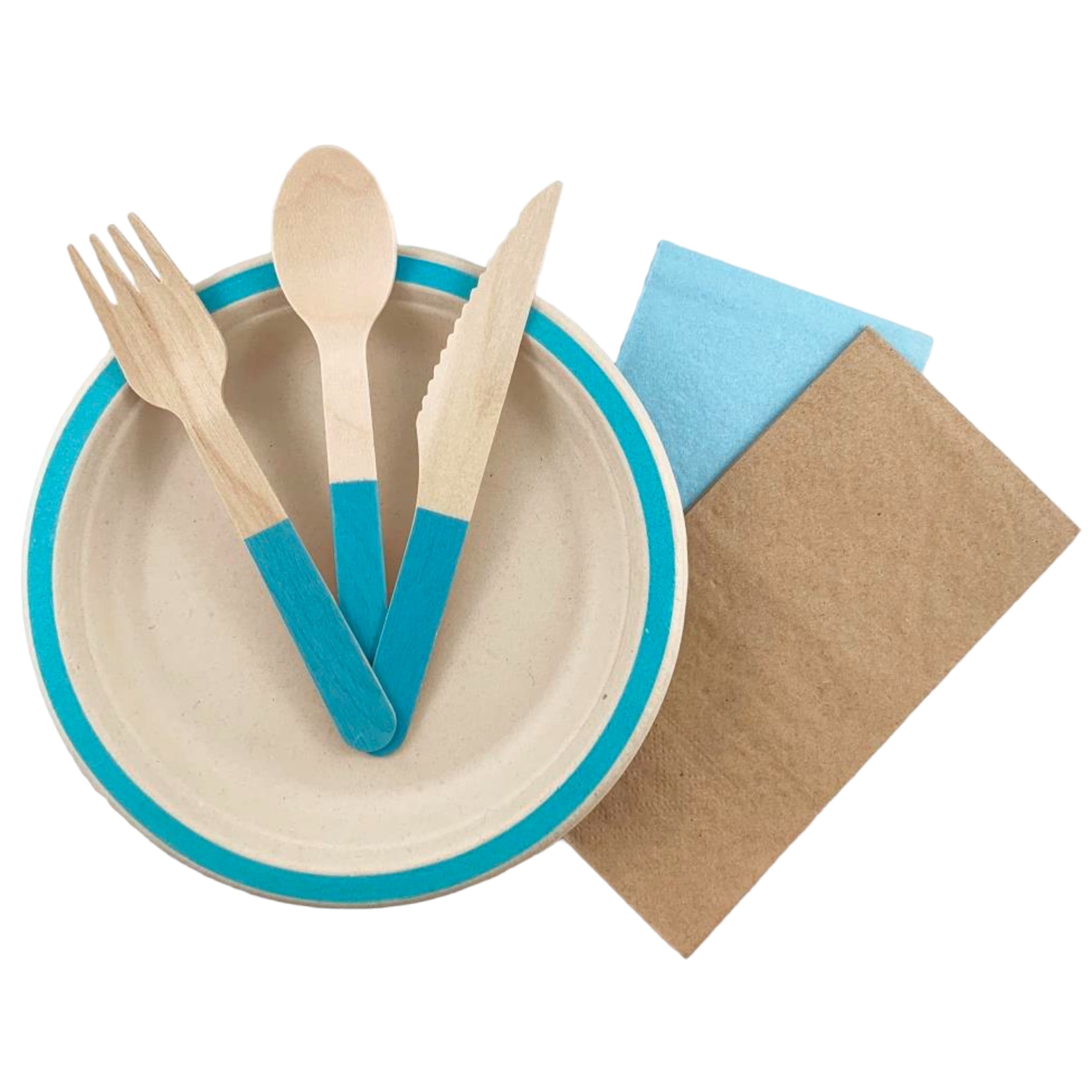 Eco Collection Sugarcane Lunch Plates 180mm Light Blue (10 Pack)
