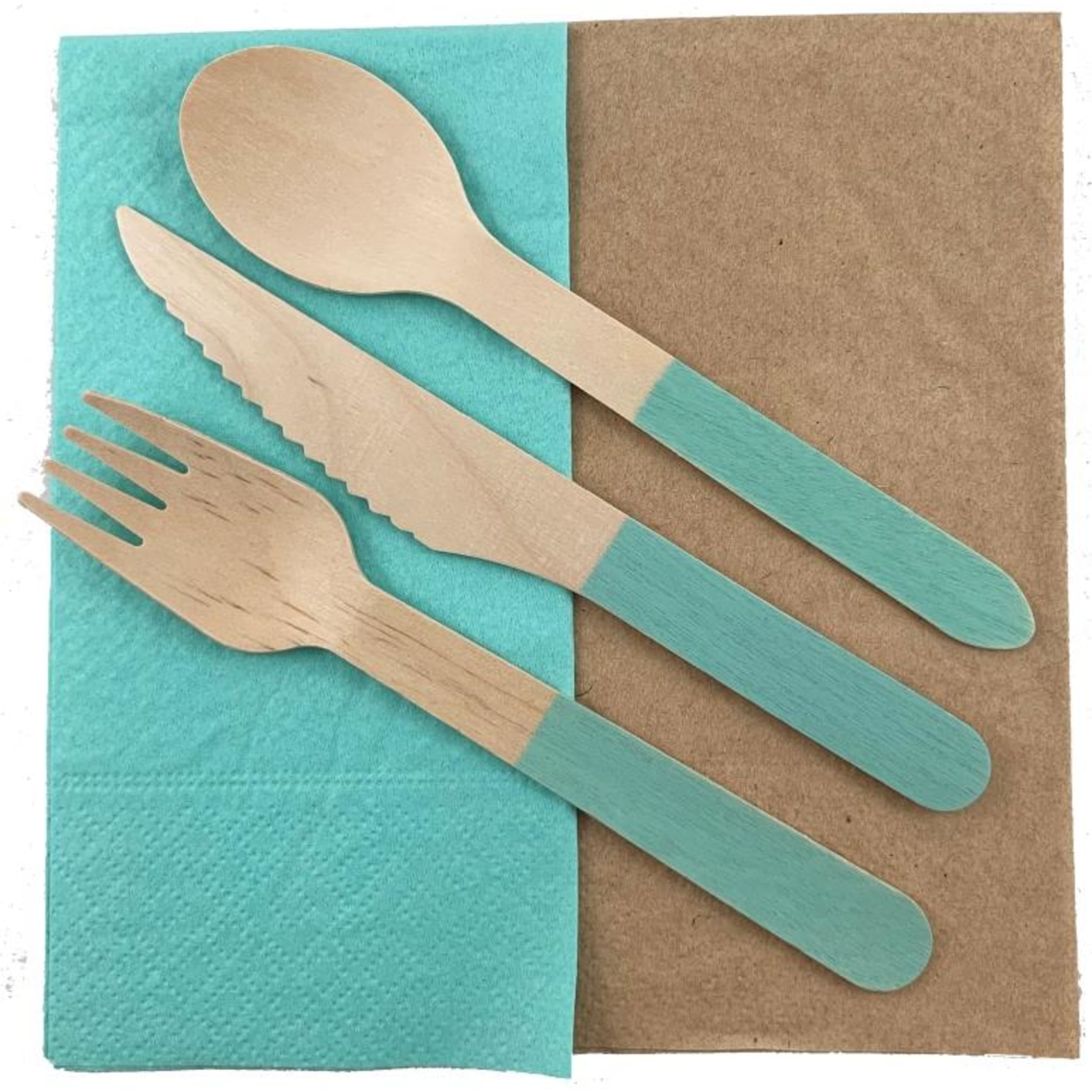 Eco Collection Wooden Cutlery Sets Mint (30 Pack)