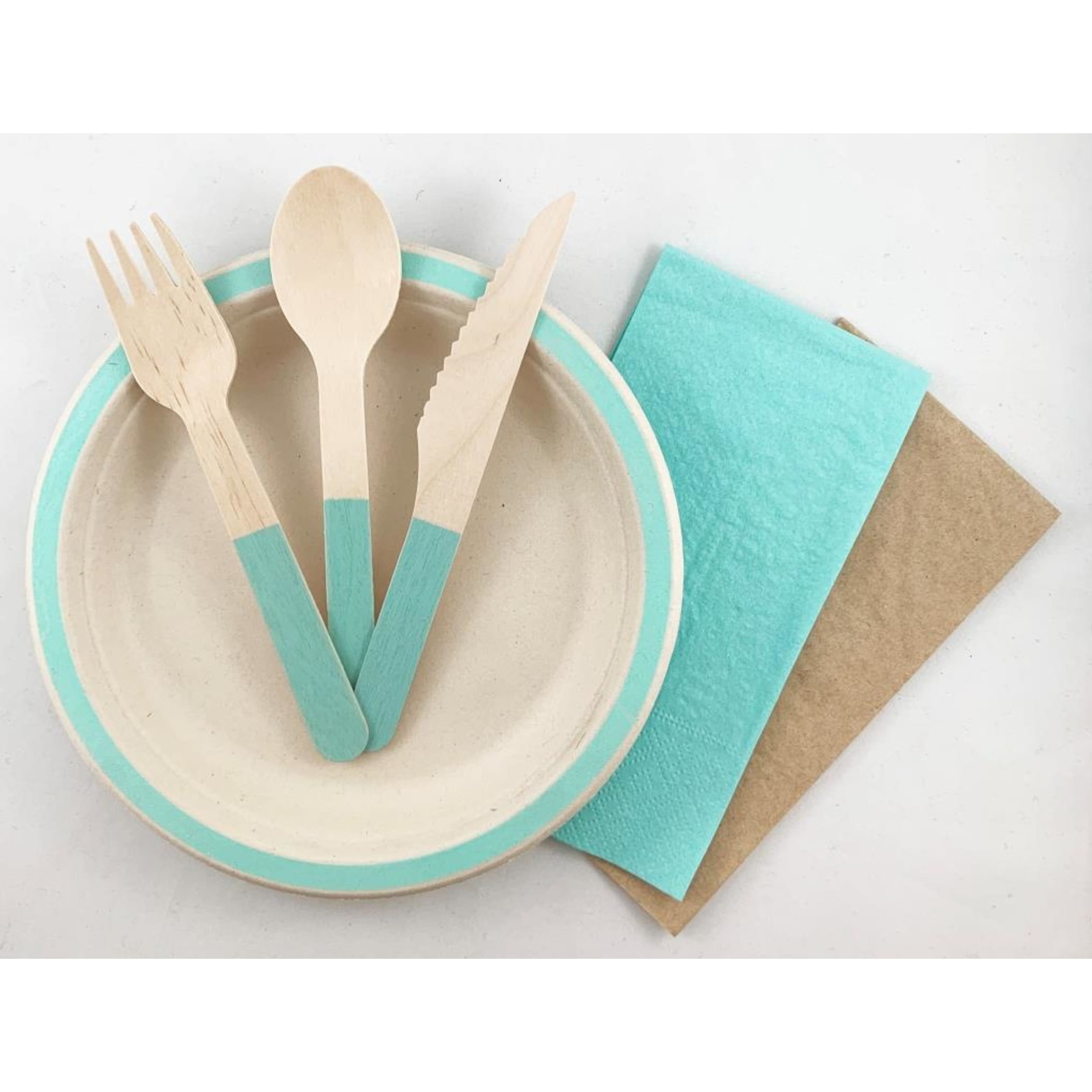 Eco Collection Wooden Cutlery Sets Mint (30 Pack)