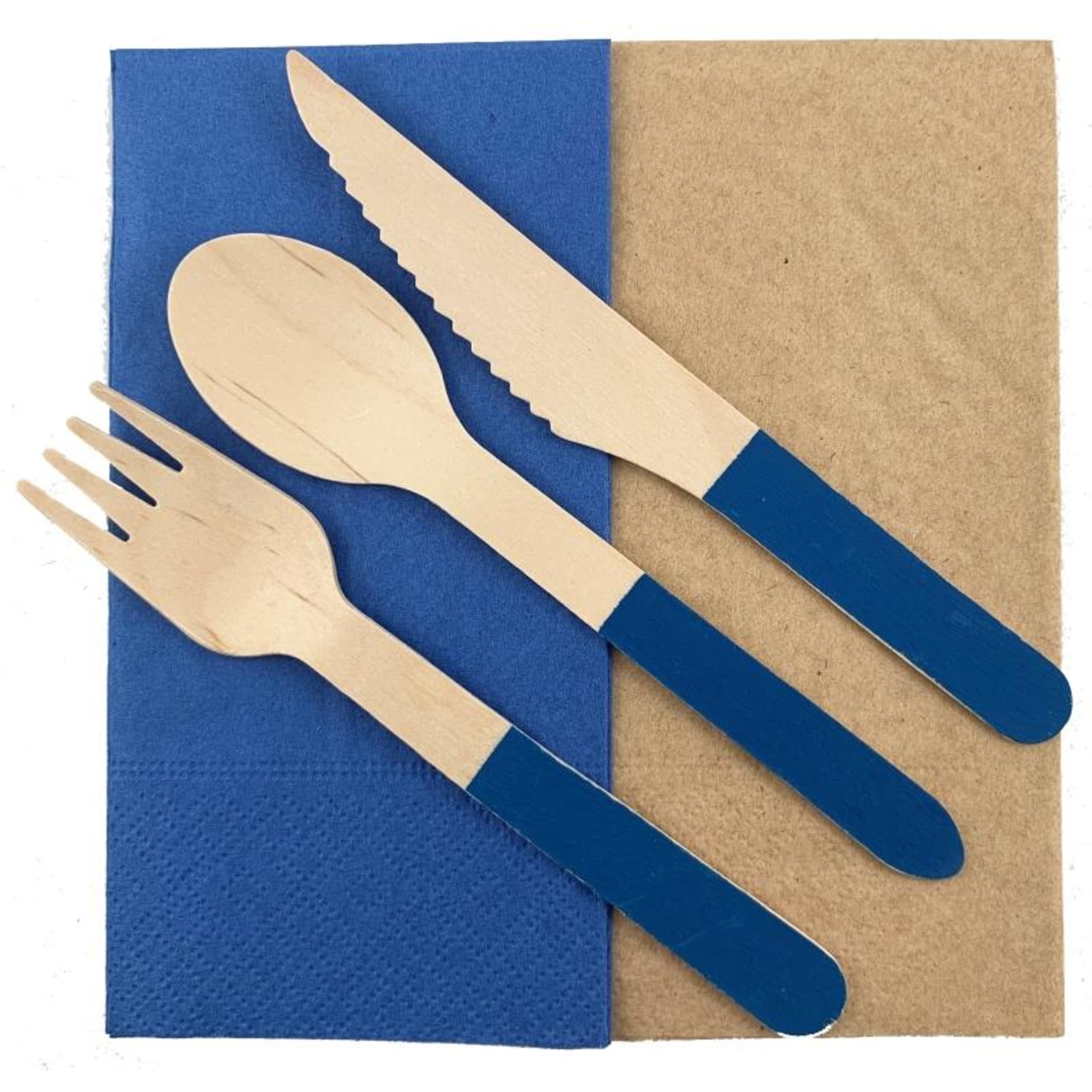 Eco Collection Wooden Cutlery Sets Royal Blue (30 Pack)