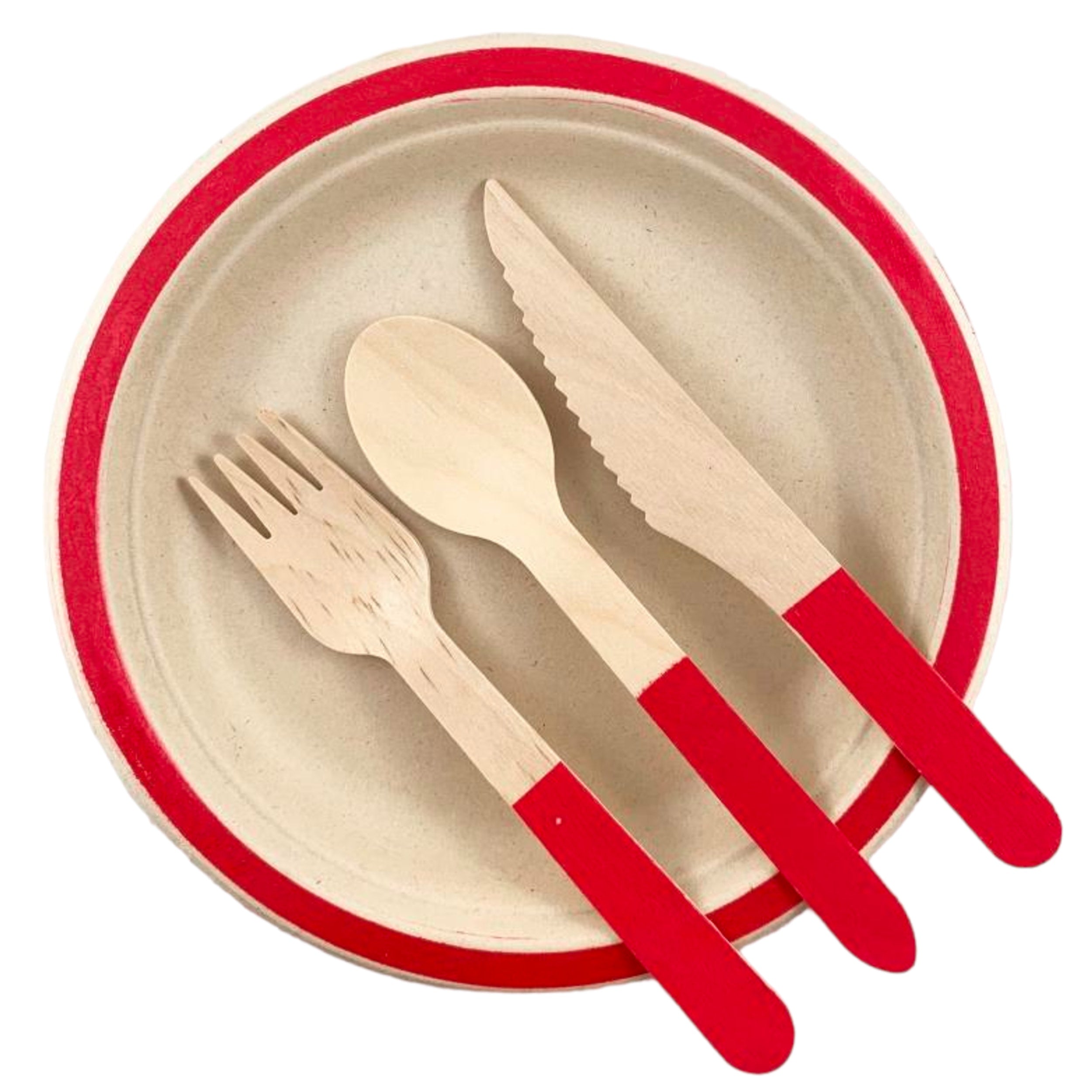 Eco Collection Sugarcane Lunch Plates 180mm Red (10 Pack)