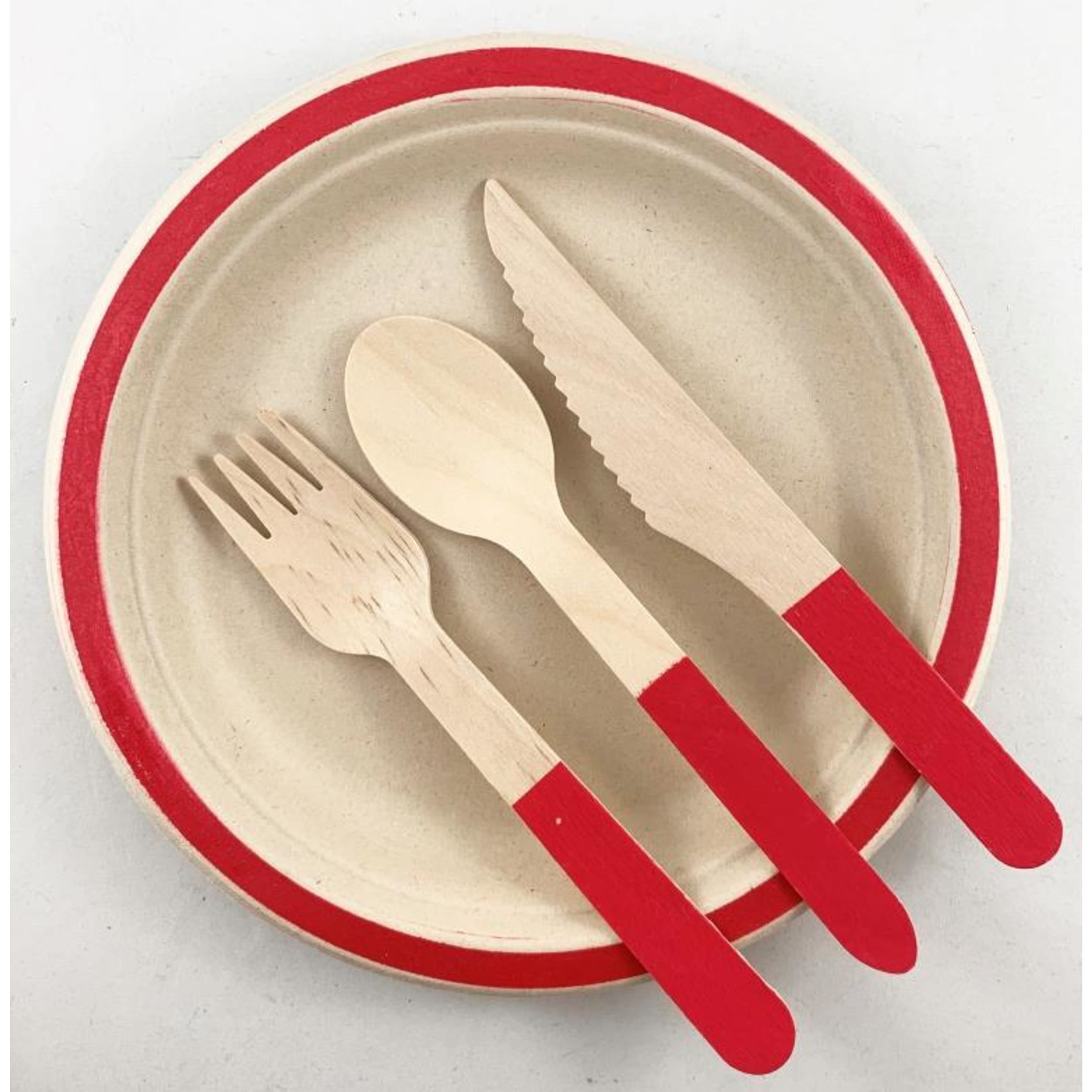 Eco Collection Wooden Cutlery Sets Red (30 Pack)