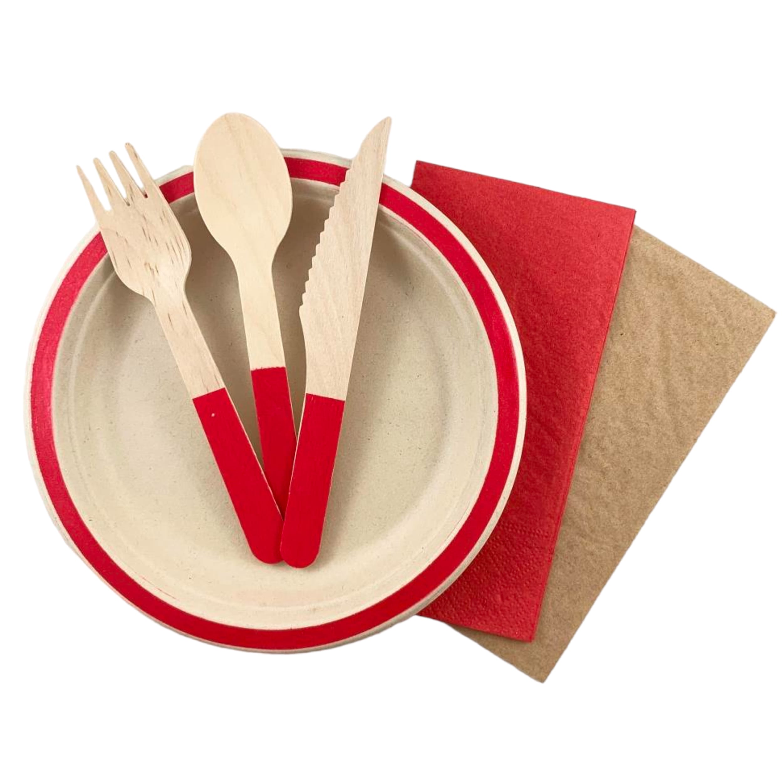 Eco Collection Sugarcane Lunch Plates 180mm Red (10 Pack)