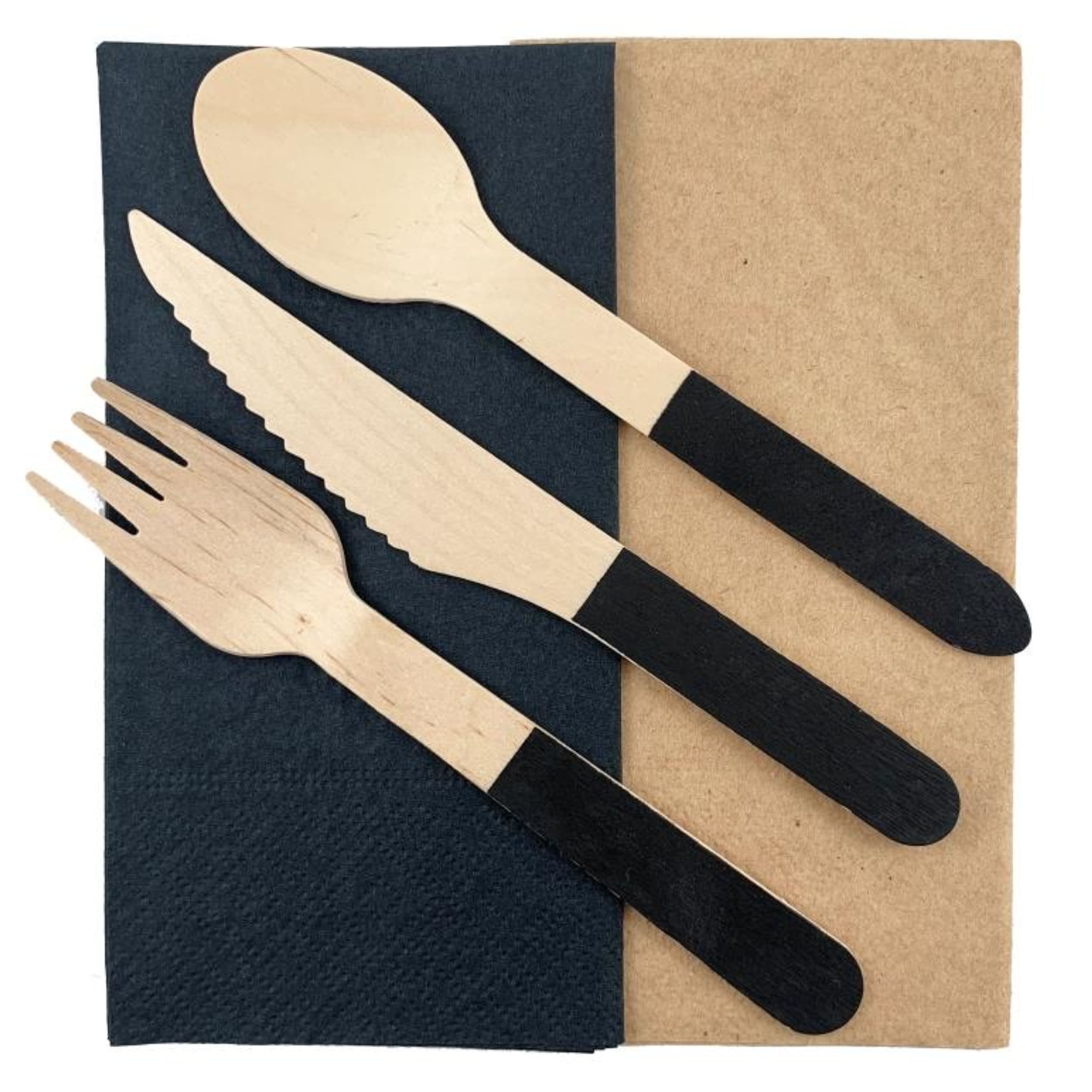 Eco Collection Wooden Cutlery Sets Black (30 Pack)