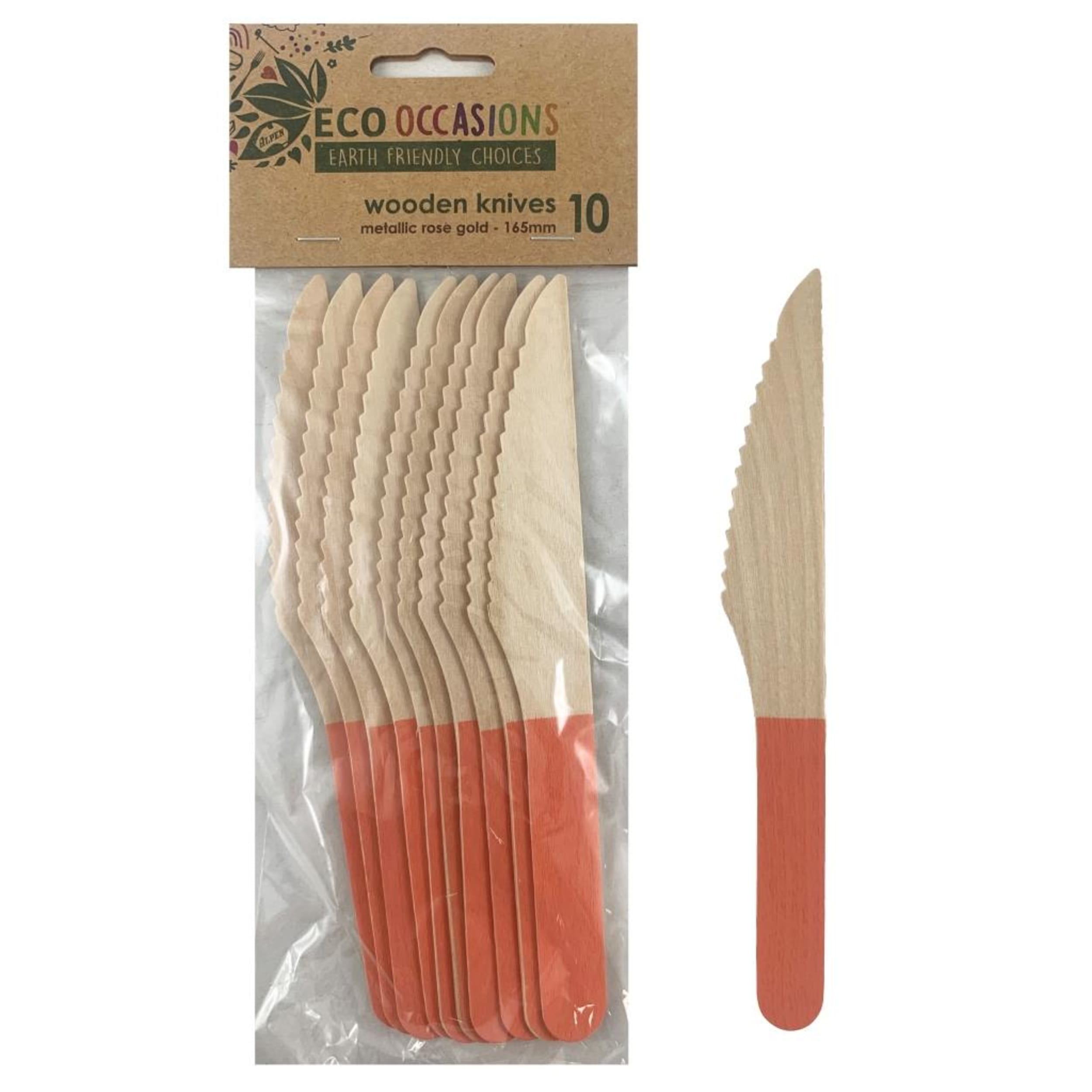 Eco Collection Wooden Knives Rose Gold (10 Pack)