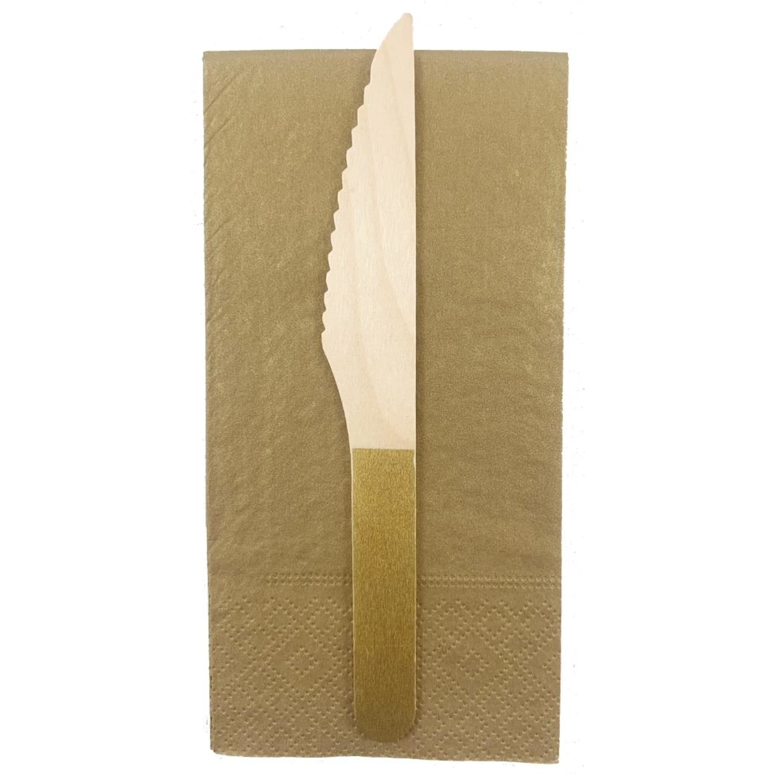 Eco Collection Wooden Knives Gold (10 Pack)