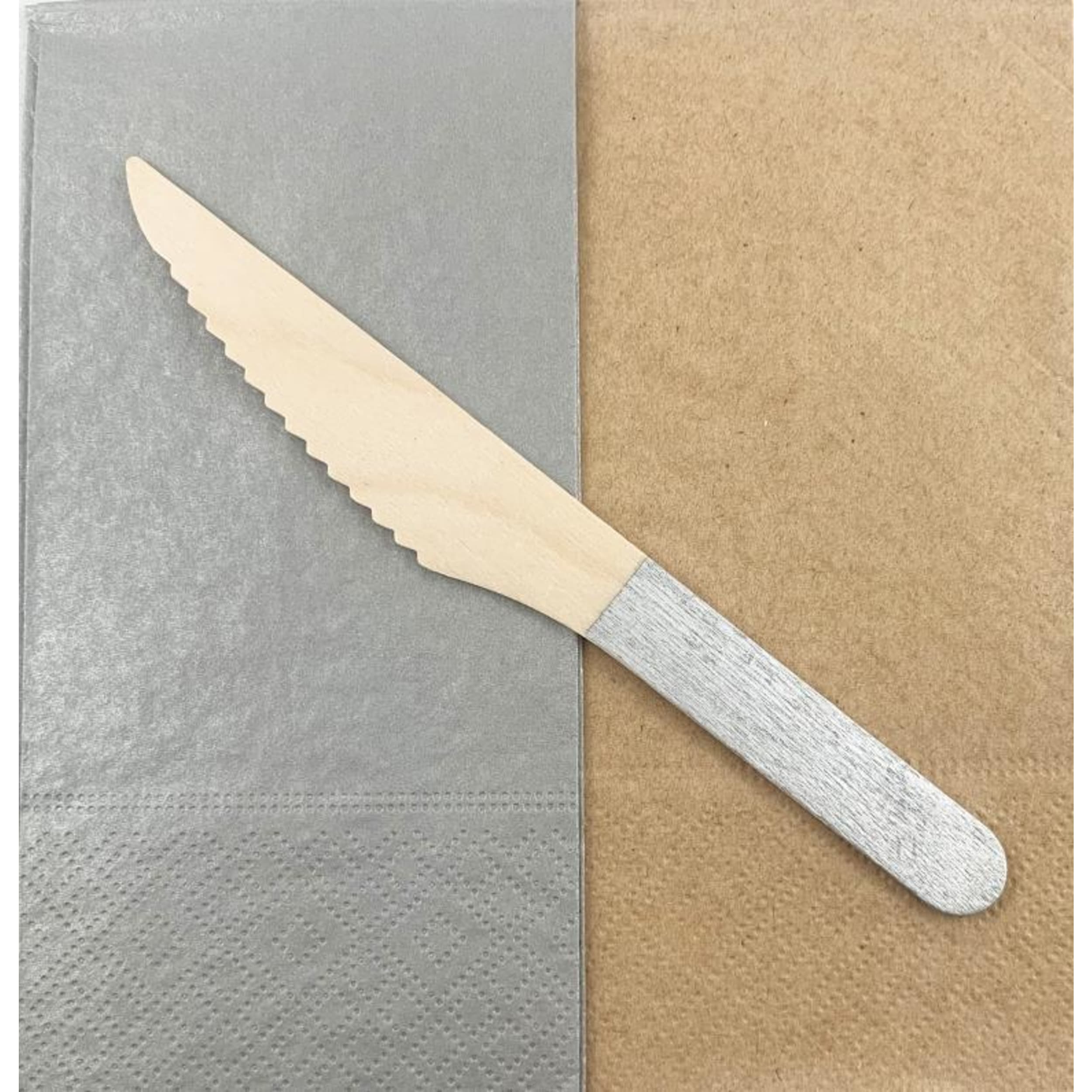 Eco Collection Wooden Knives Silver (10 Pack)
