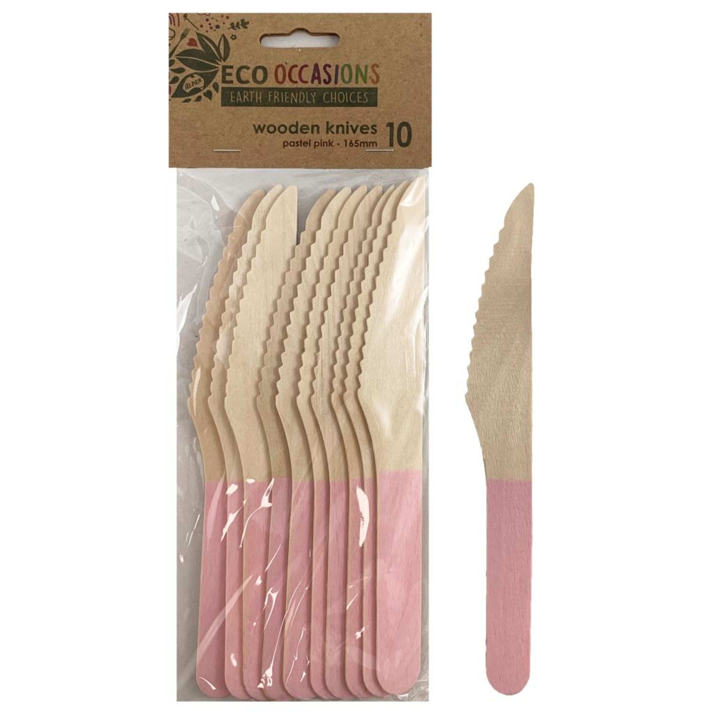 Eco Collection Wooden Knives Light Pink (10 Pack)