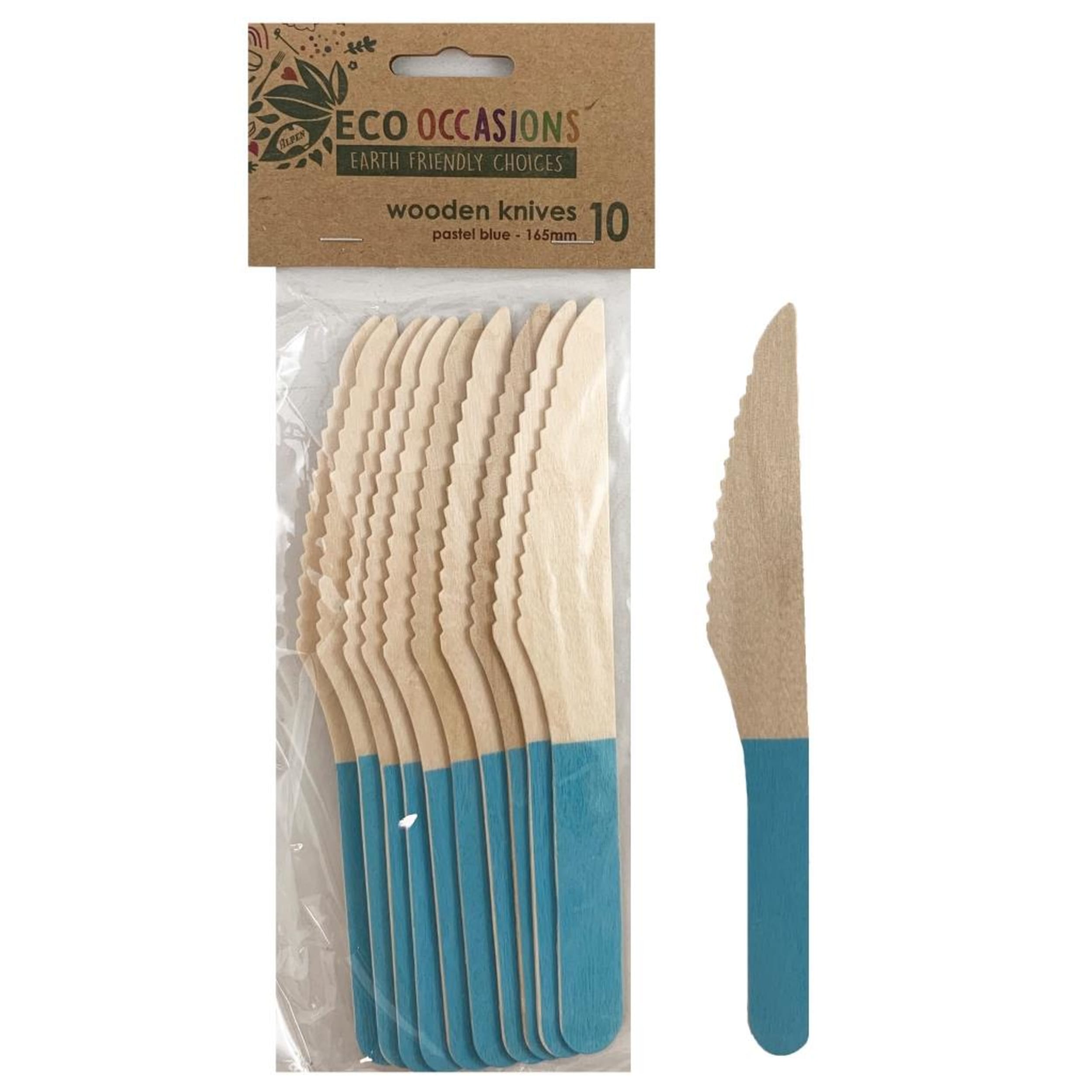 Eco Collection Wooden Knives Light Blue (10 Pack)