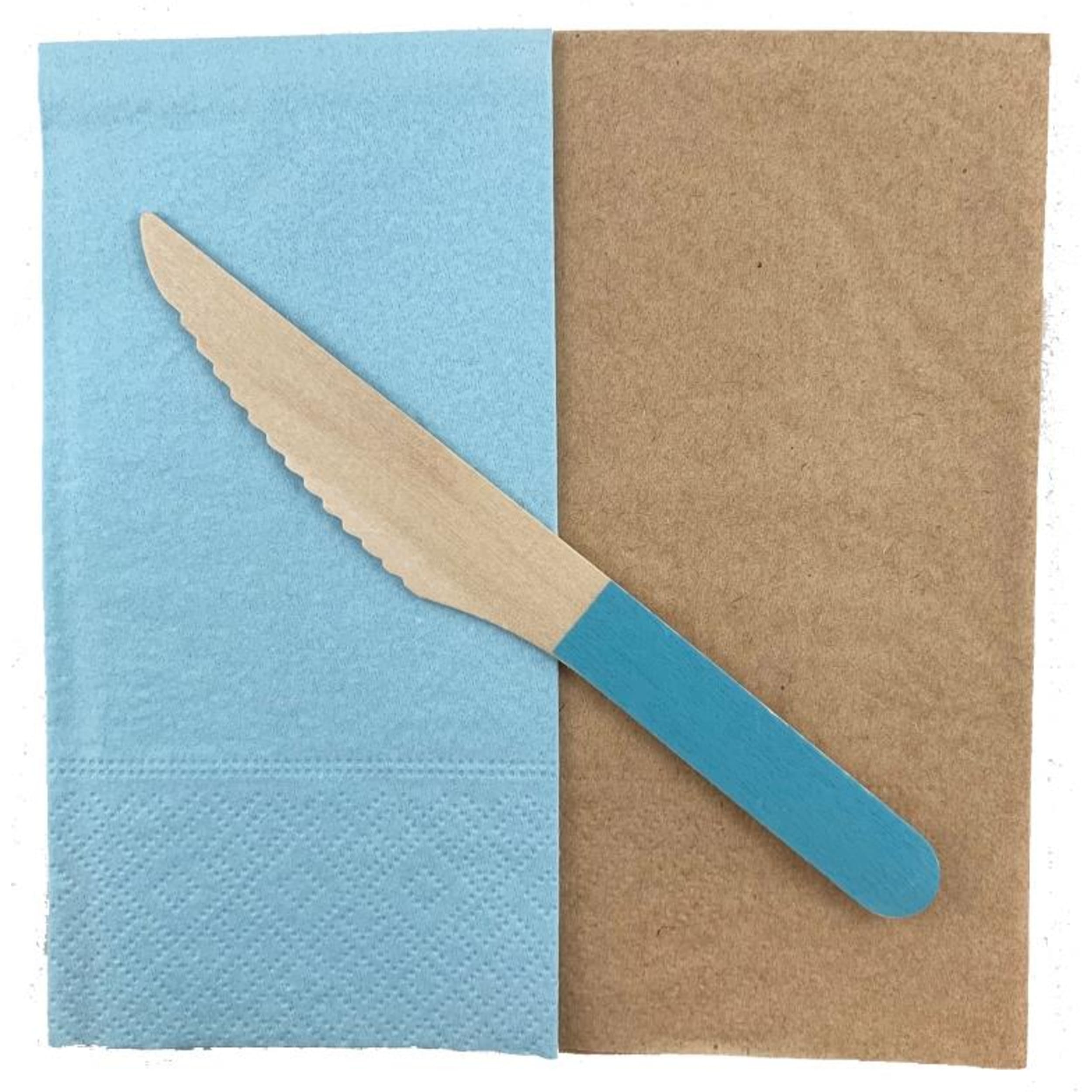 Eco Collection Wooden Knives Light Blue (10 Pack)