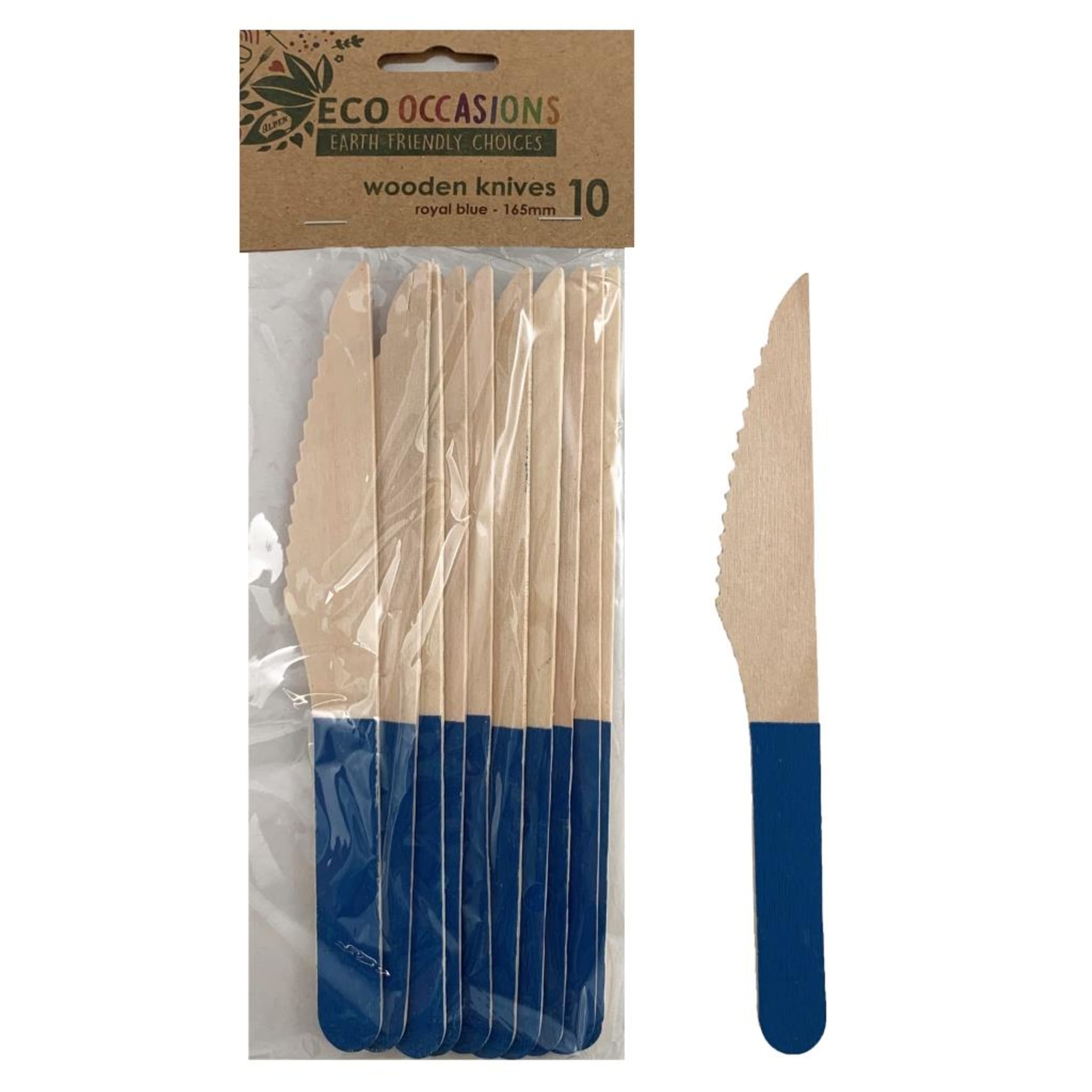 Eco Collection Wooden Knives Royal Blue (10 Pack)