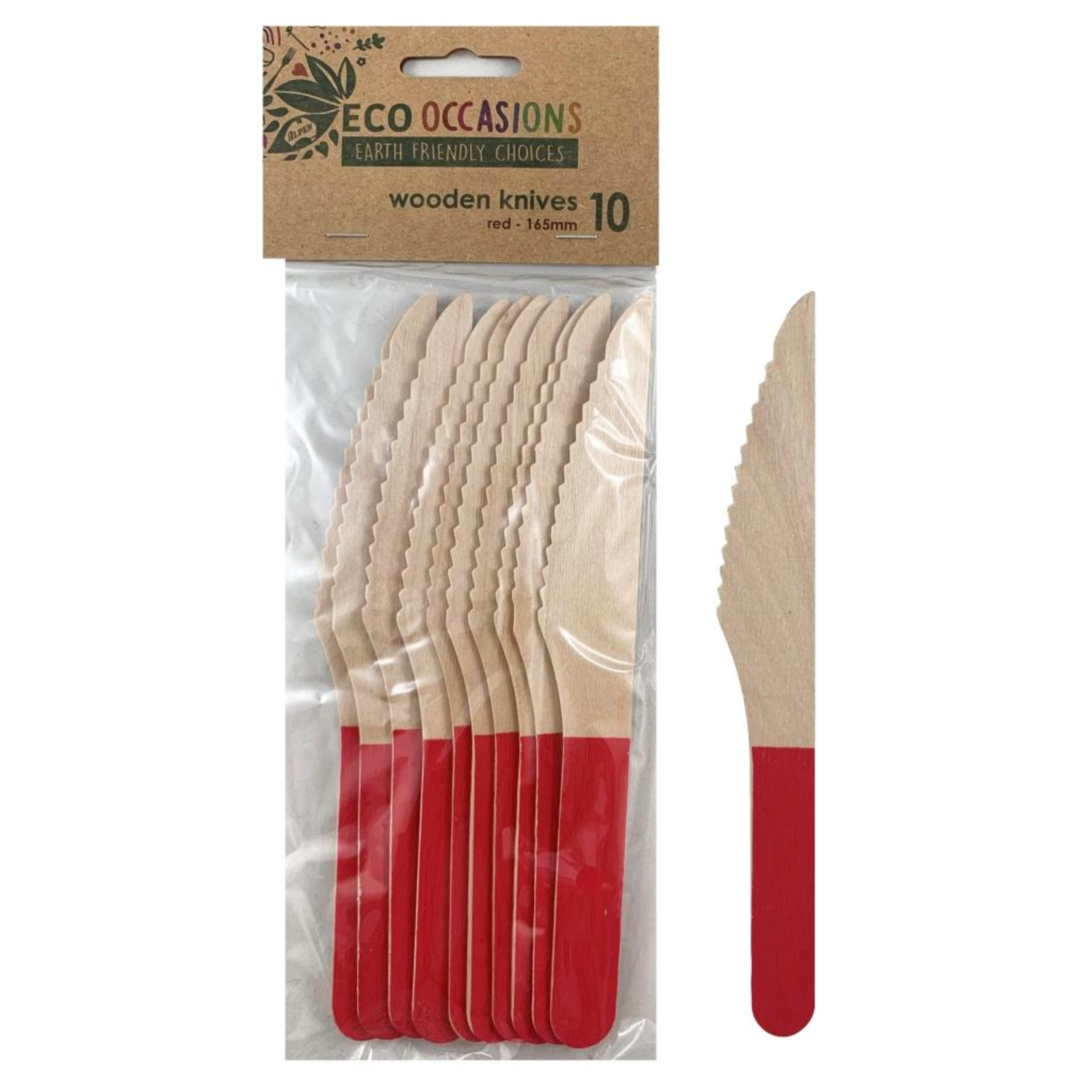 Eco Collection Wooden Knives Red (10 Pack)