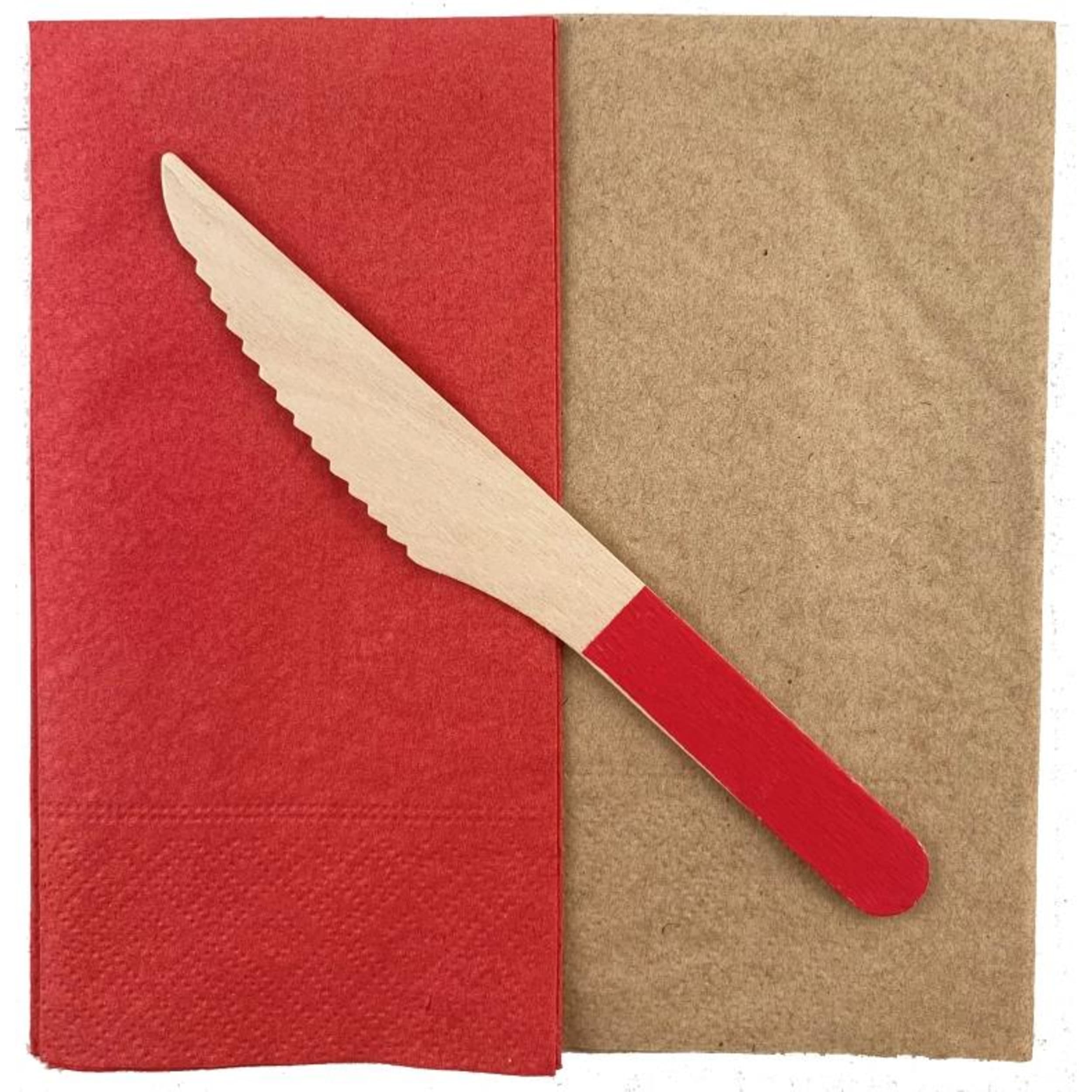 Eco Collection Wooden Knives Red (10 Pack)