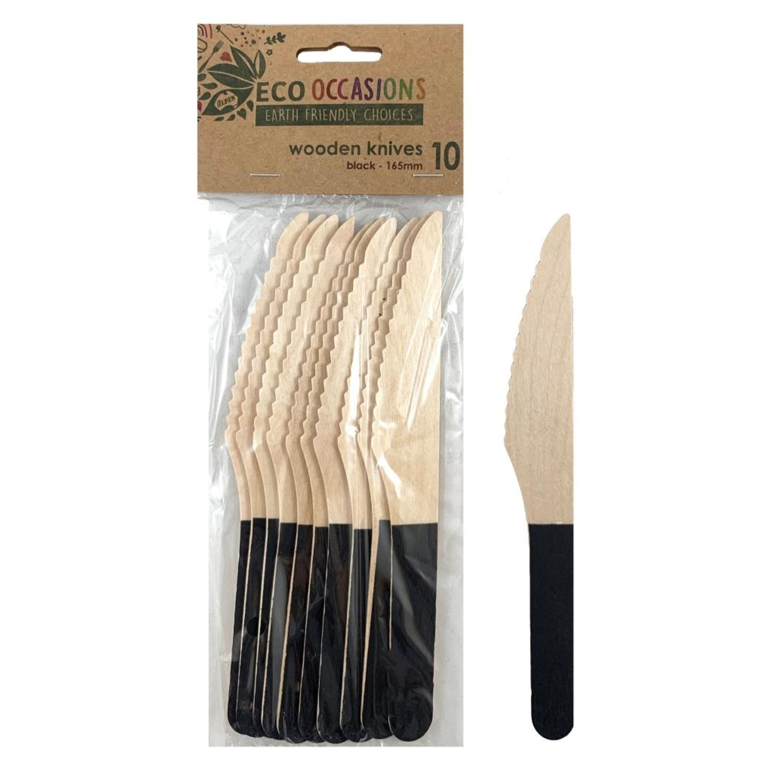 Eco Collection Wooden Knives Black (10 Pack)