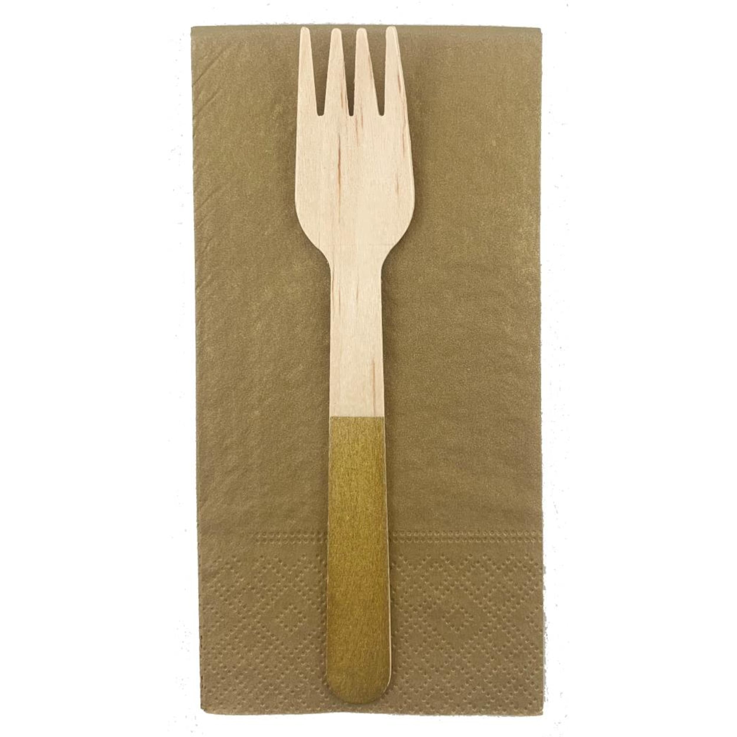 Eco Collection Wooden Forks Gold (10 Pack)
