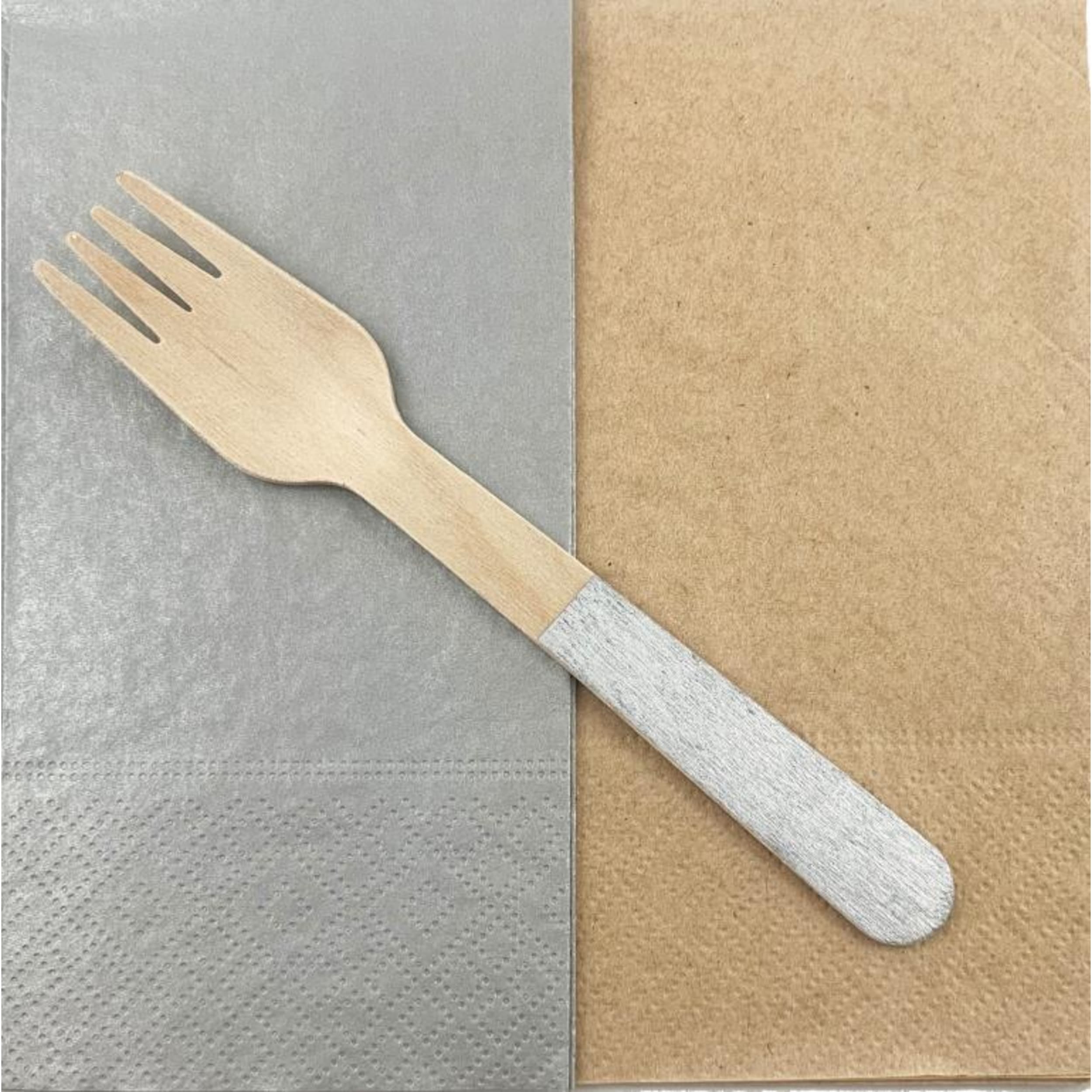 Eco Collection Wooden Forks Silver (10 Pack)