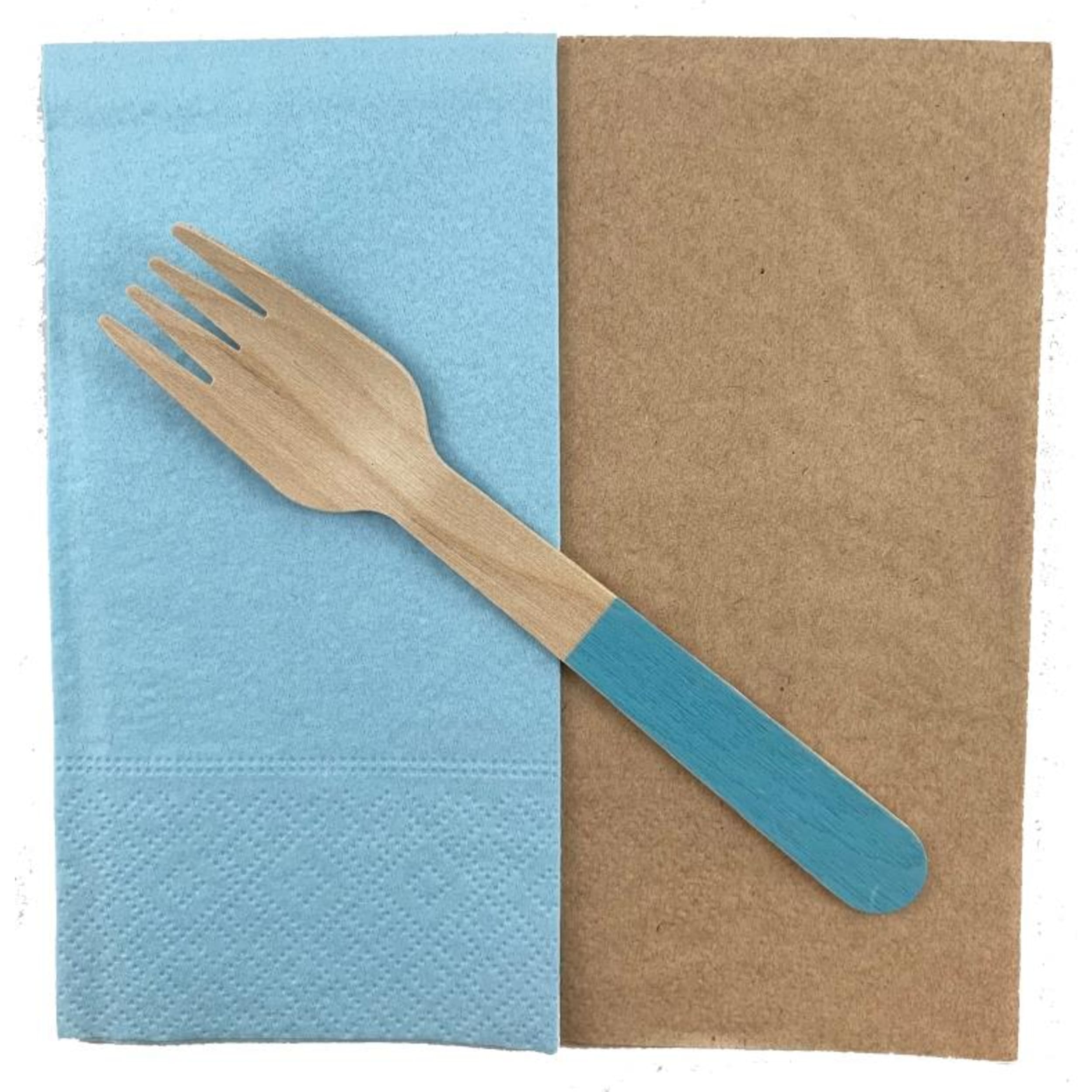 Eco Collection Wooden Forks Light Blue (10 Pack)