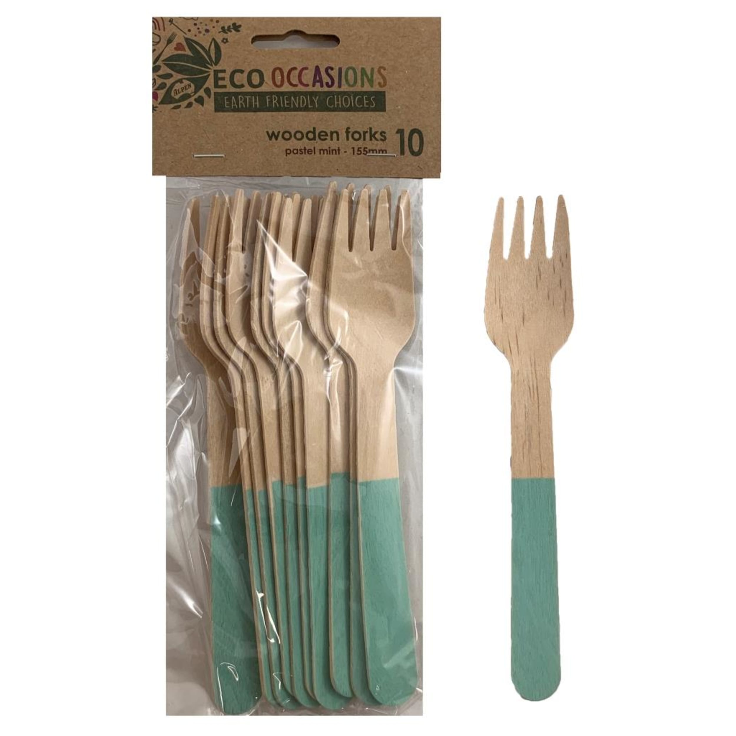 Eco Collection Wooden Forks Mint (10 Pack)