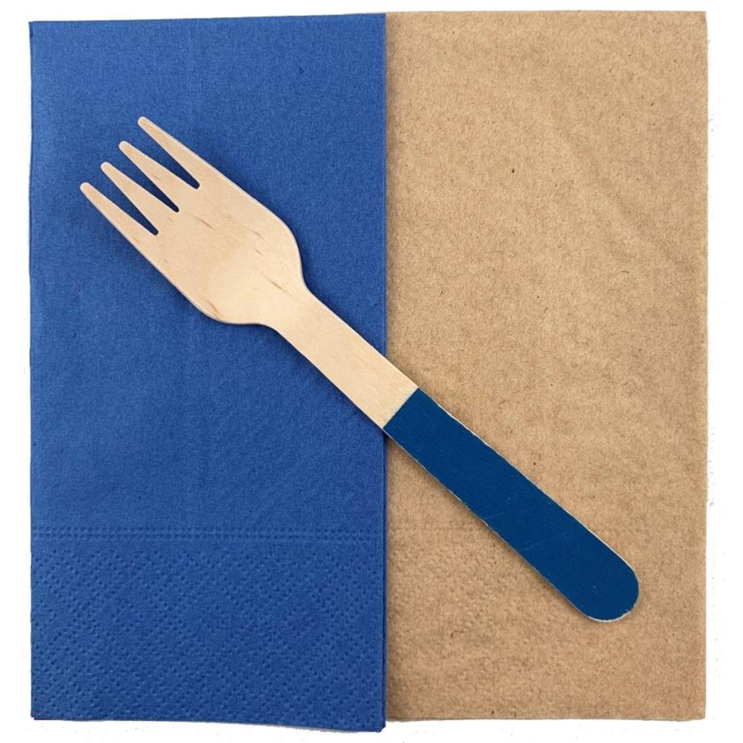 Eco Collection Wooden Forks Royal Blue (10 Pack)