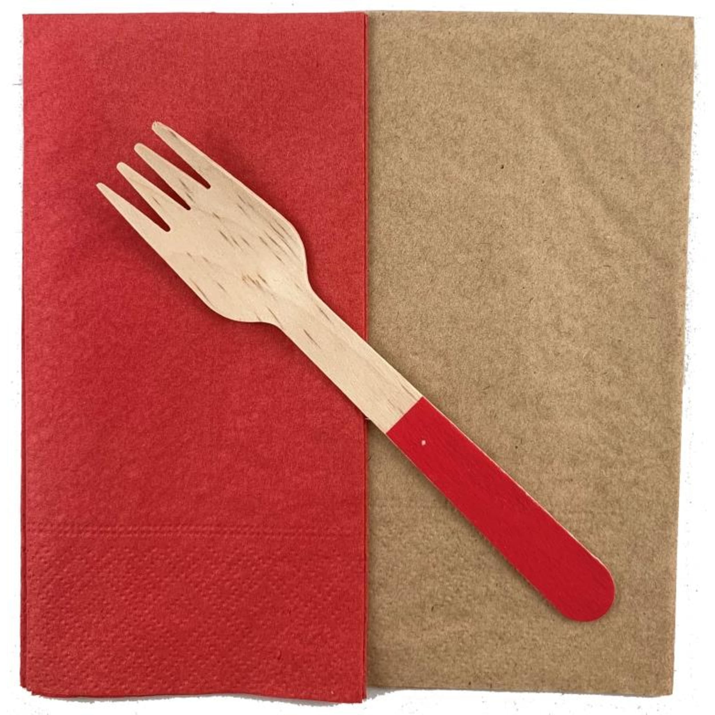 Eco Collection Wooden Forks Red (10 Pack)